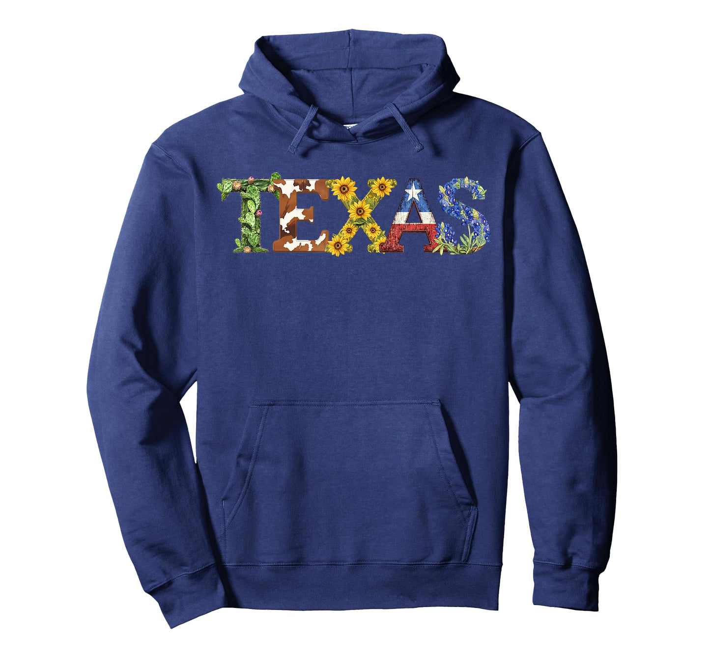 Texas-Themed Letters with Cactus, Sunflowers, & Bluebonnets T-Shirt
