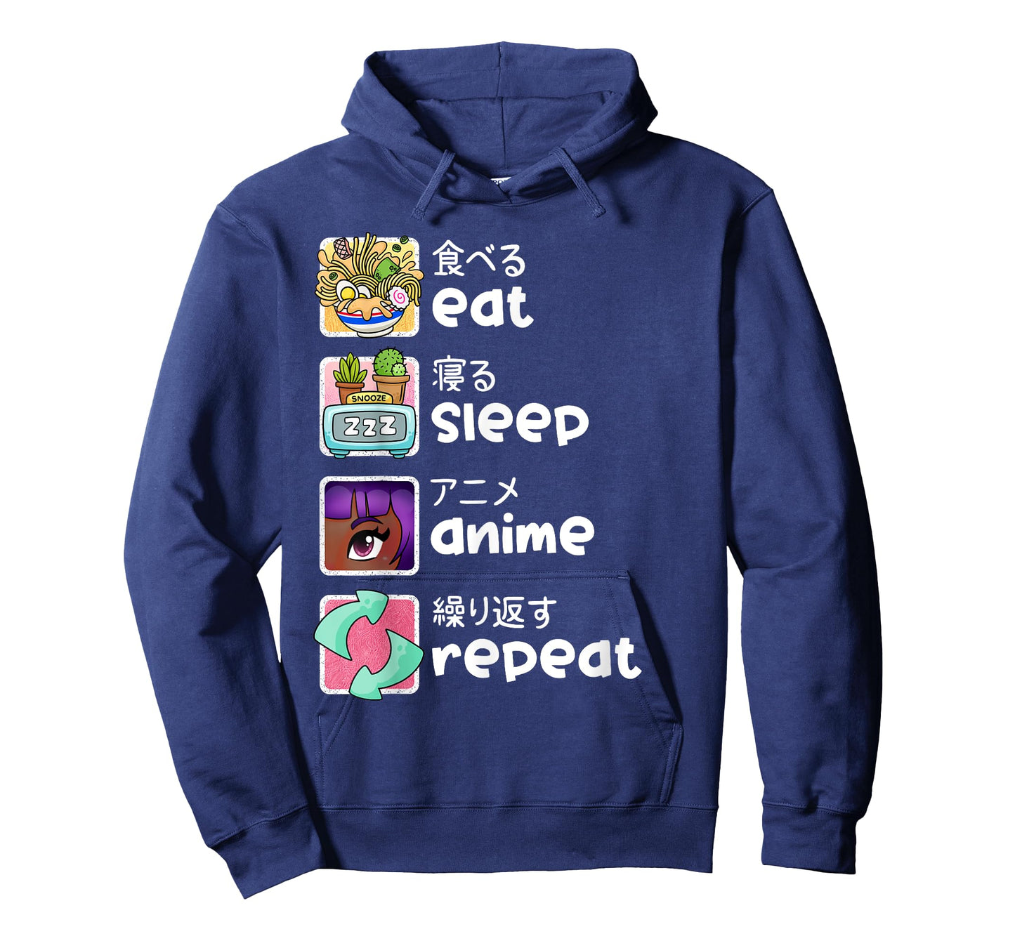 Eat Sleep Anime Repeat Kawaii Otaku Manga Japan Fan Kanji T-Shirt