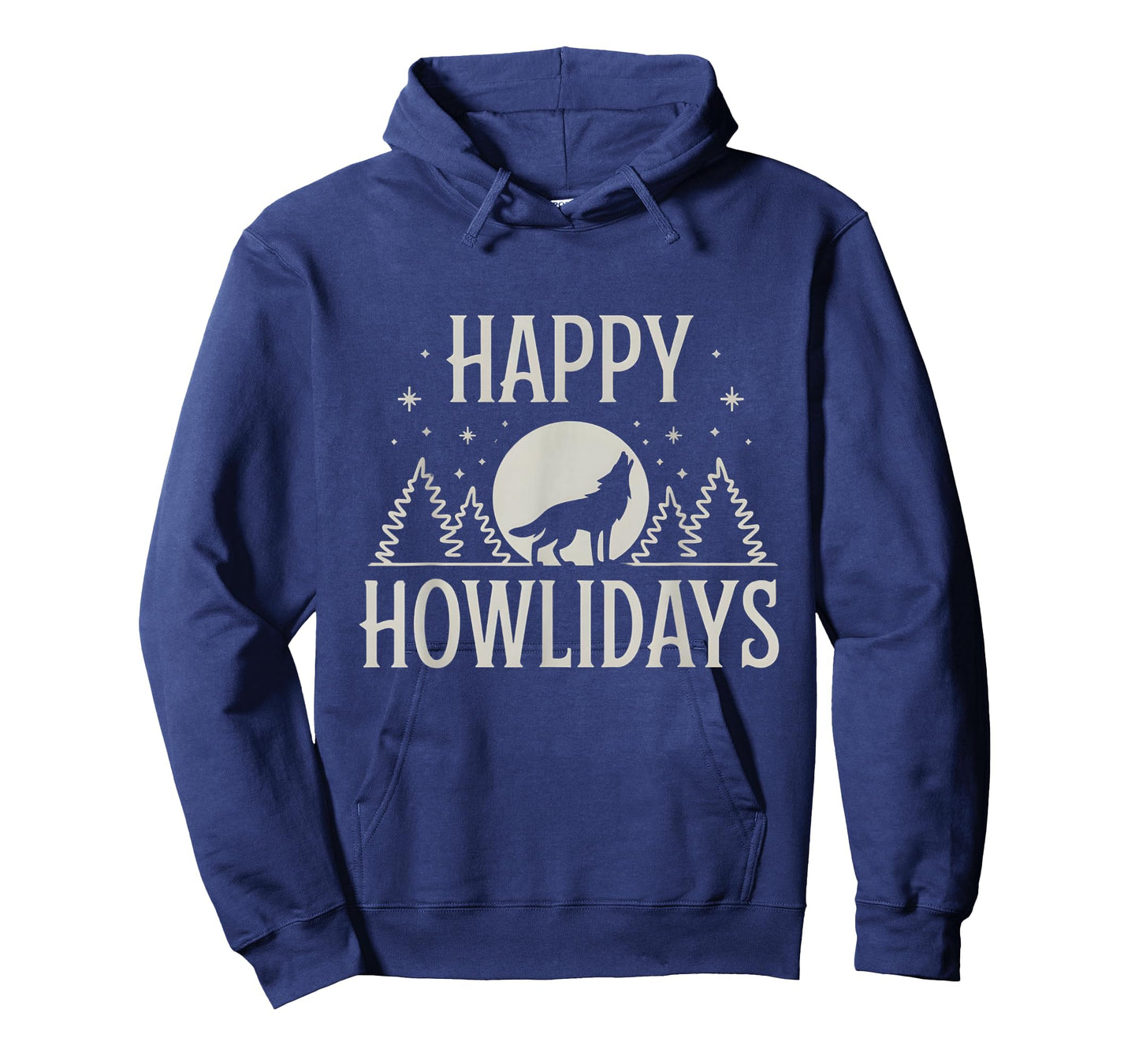 Retro Wolf Apparel Gifts Unisex Winter T-Shirt - Happy Howlidays Wolf - Funny Pun Christmas Lover - Black - Small - Short Sleeve