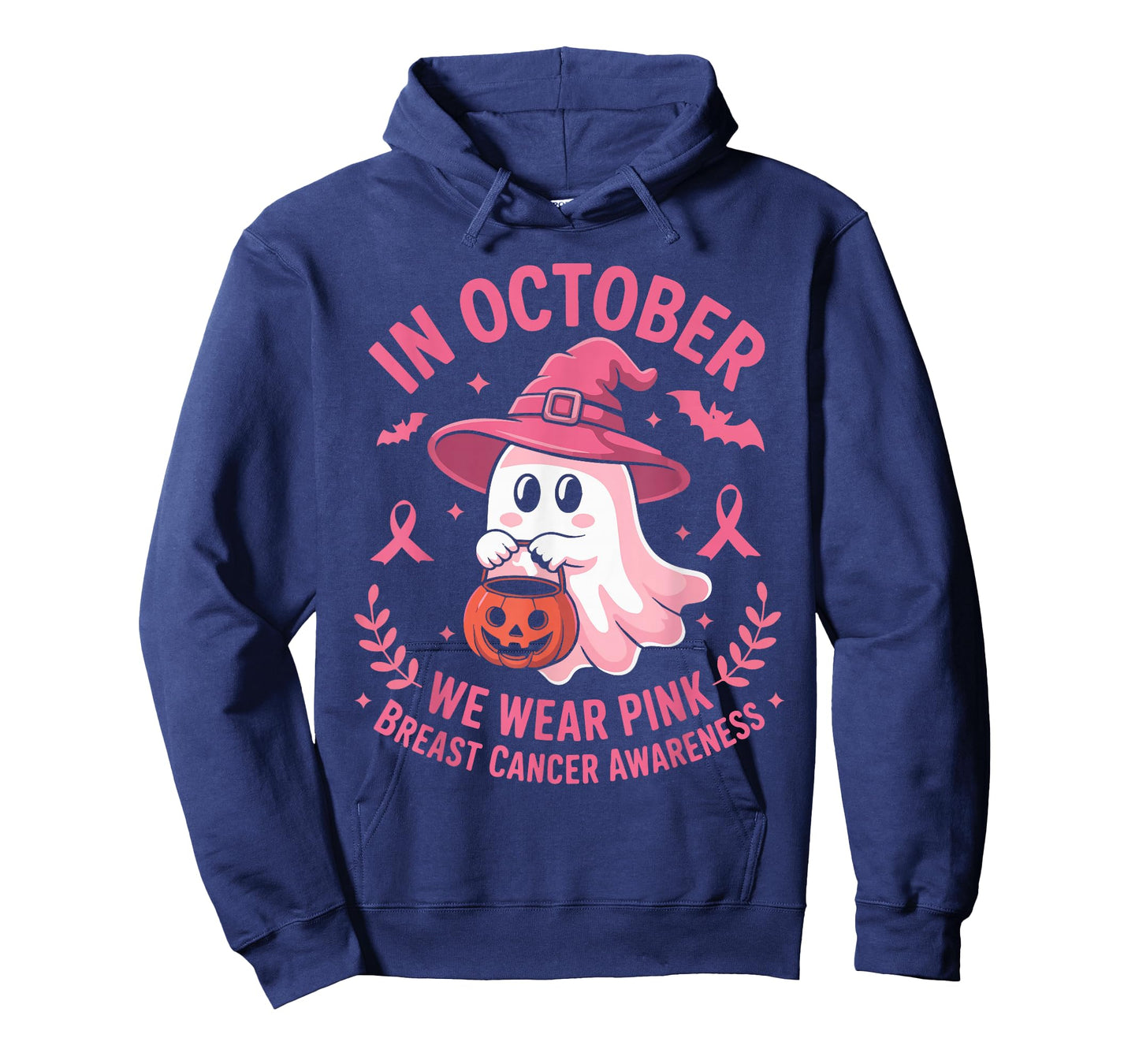 Halloween Ghost in October We Wear Pink Breast Cancer Women T-Shirt