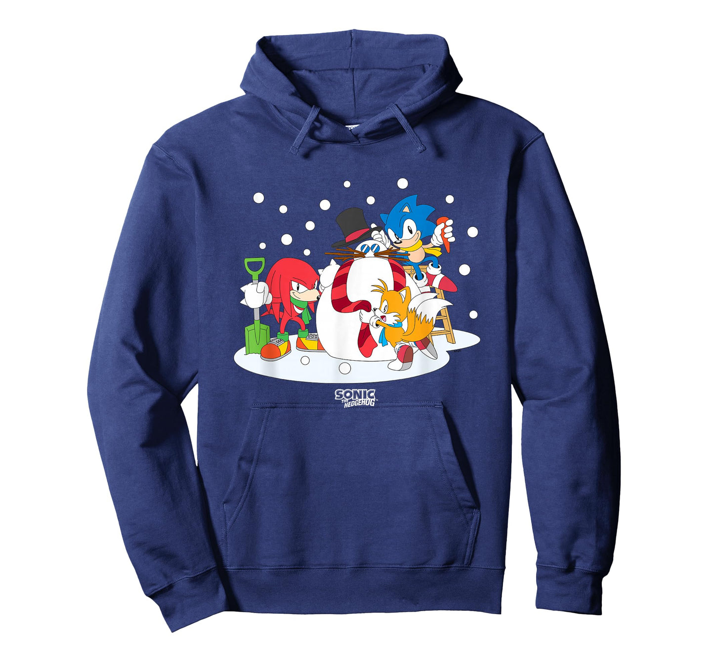 Sonic The Hedgehog Christmas Team Sonic Building Snowman T-Shirt