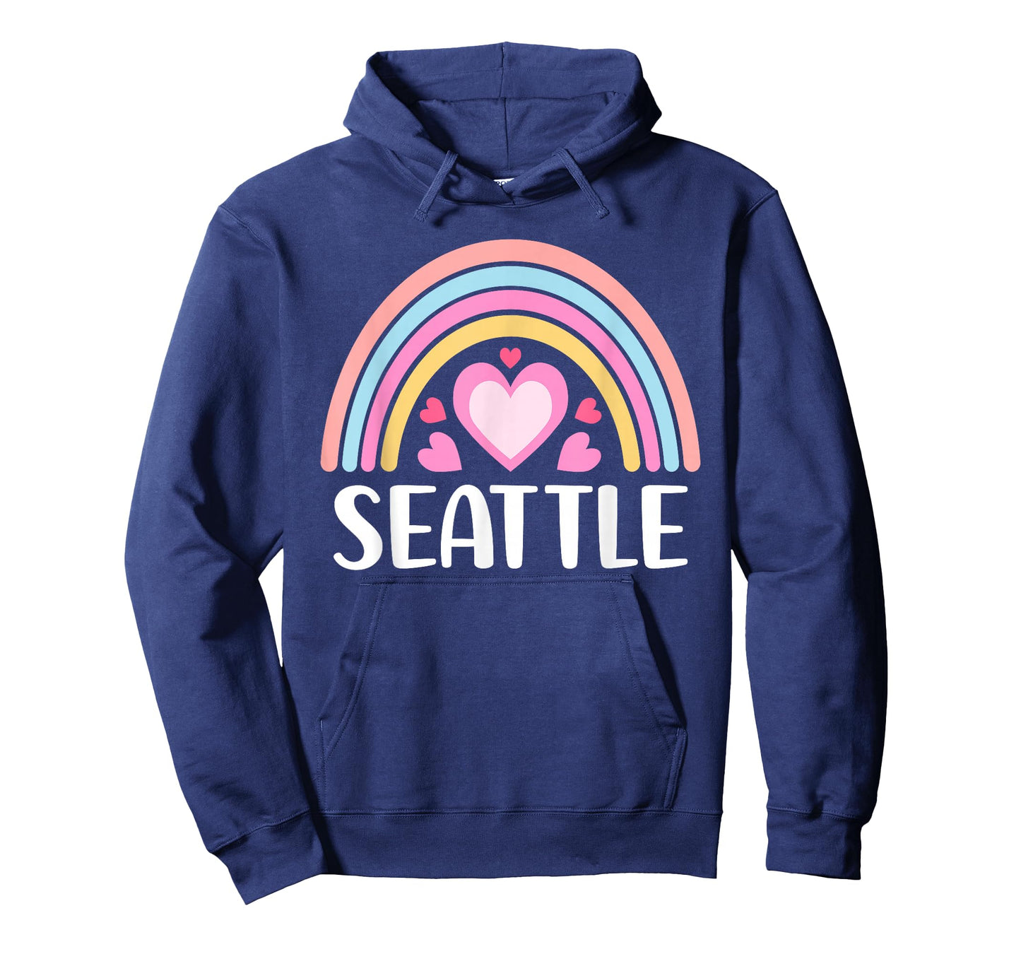 Seattle for Women Rainbow Hearts Cute Seattle T-Shirt