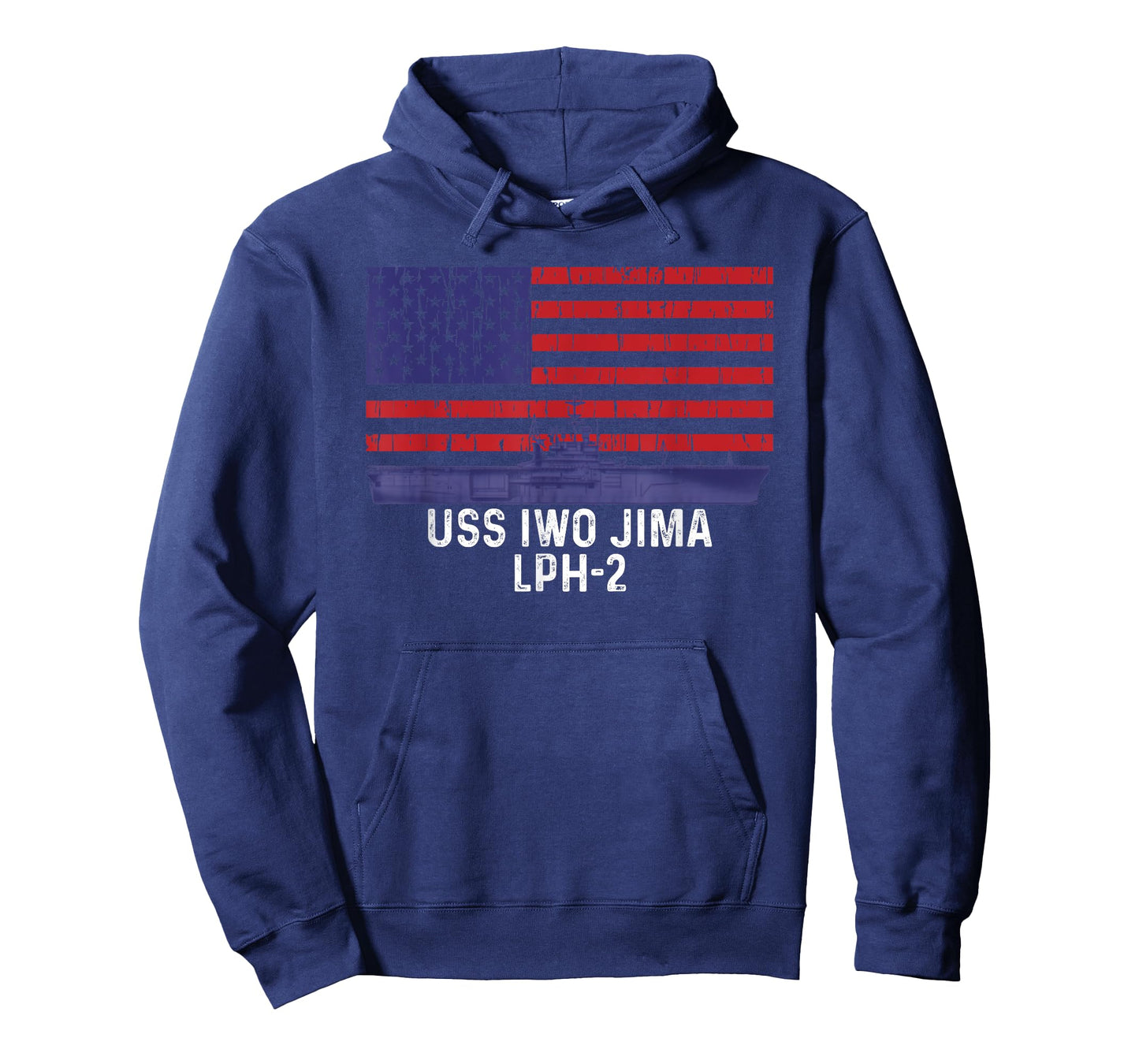 USS Iwo Jima LPH-2 Ship Vintage American Flag T-Shirt