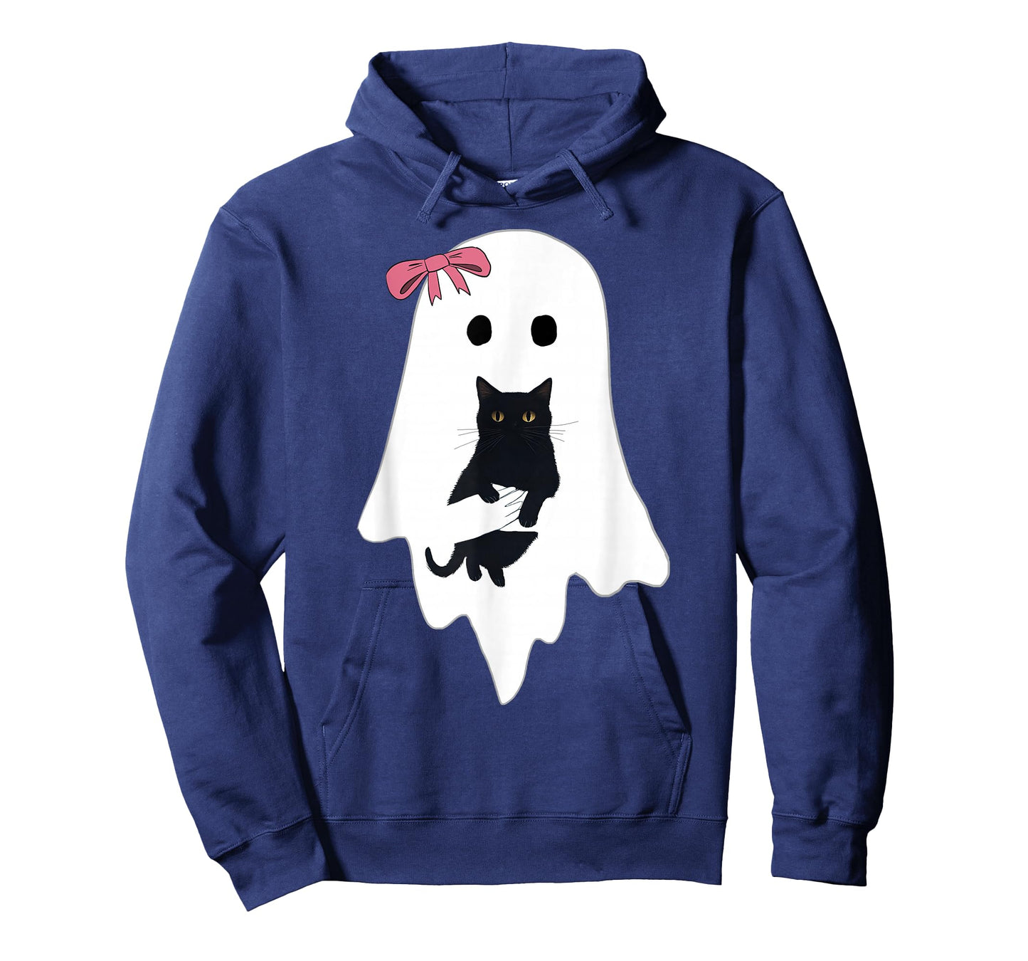Cute Ghost Black Cat Pink Bow Funny Vintage Spooky Halloween T-Shirt