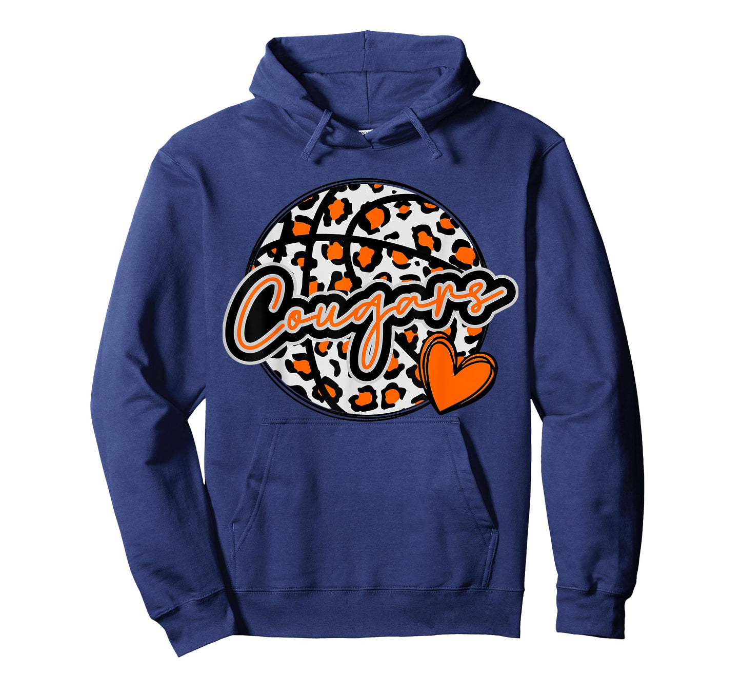 Leopard Cheetah Basketball COUGARS Orange Spirit Game Tee T-Shirt