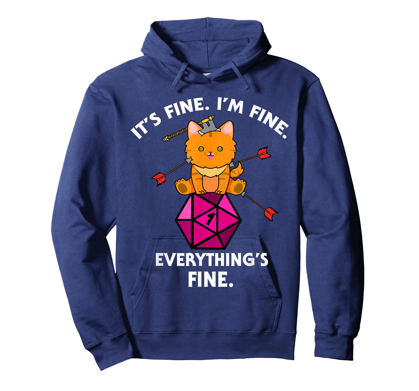 It's Fine RPG Gamer Cat D20 Dice Fail Funny Nerdy Geek T-Shirt