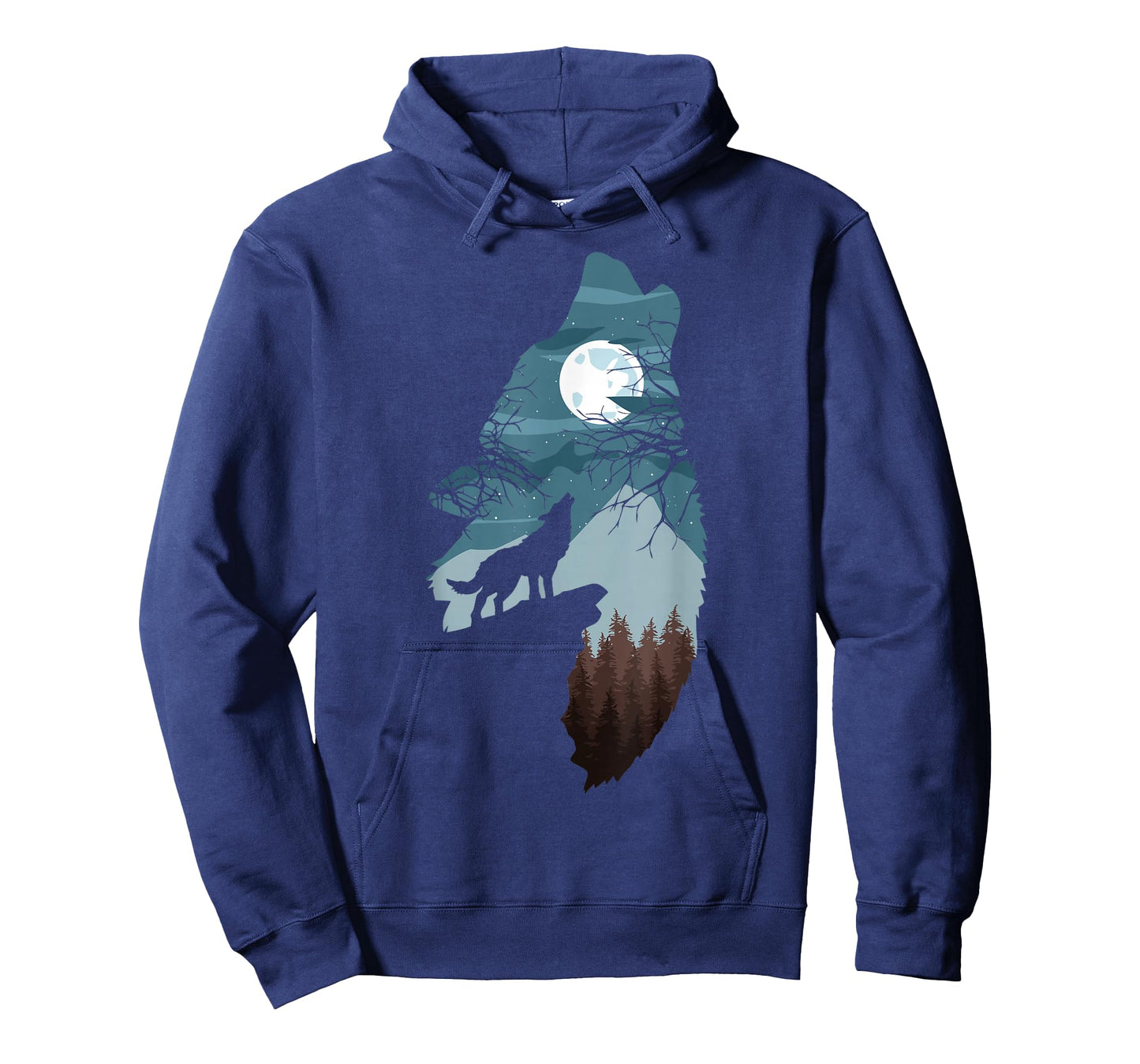 Forest with Full-Moon and Cliff Of Silhouette Howling Wolf T-Shirt