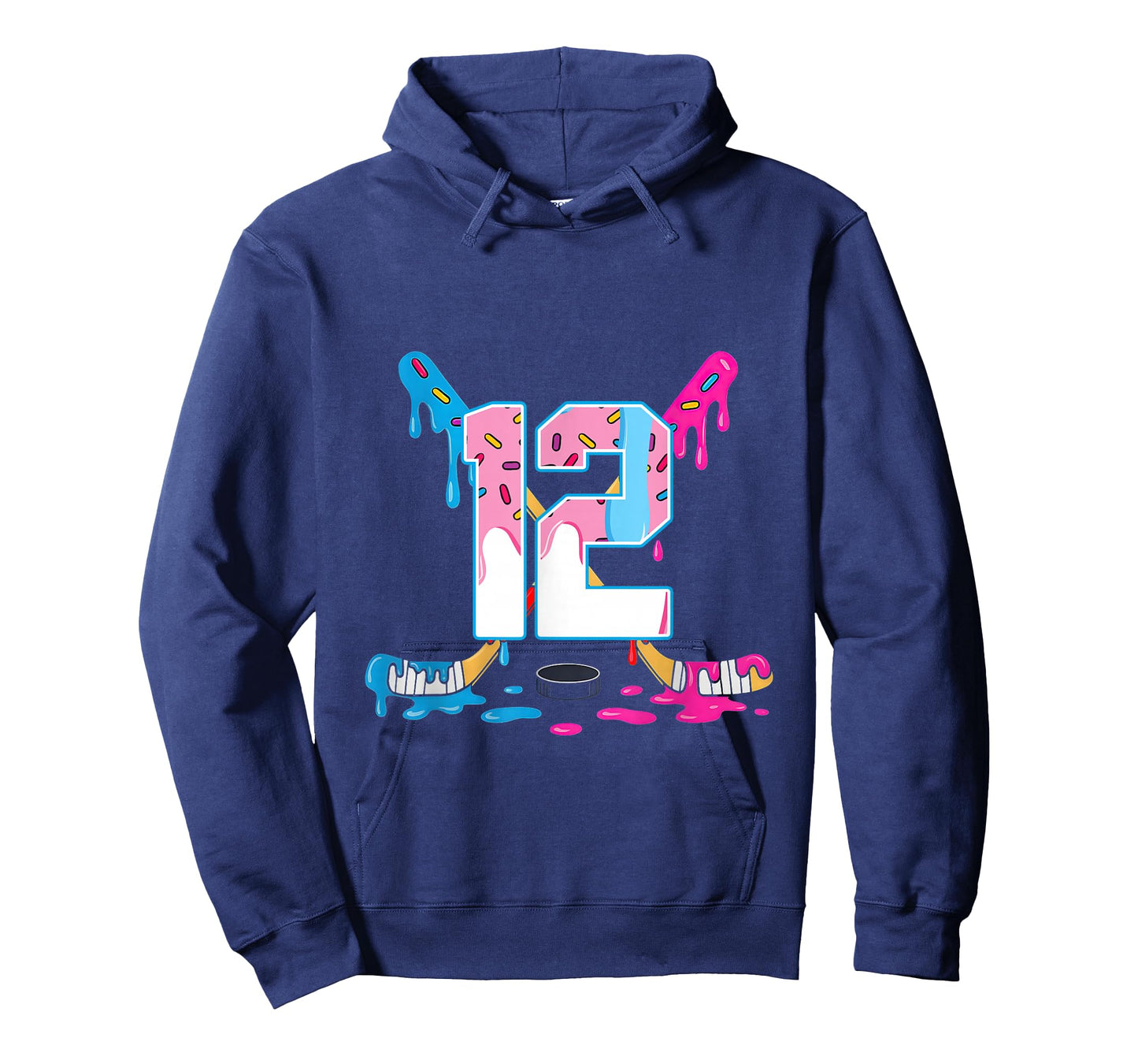 Hockey 12 Years Old Ice Cream Drip 12th Birthday Kids Gift T-Shirt