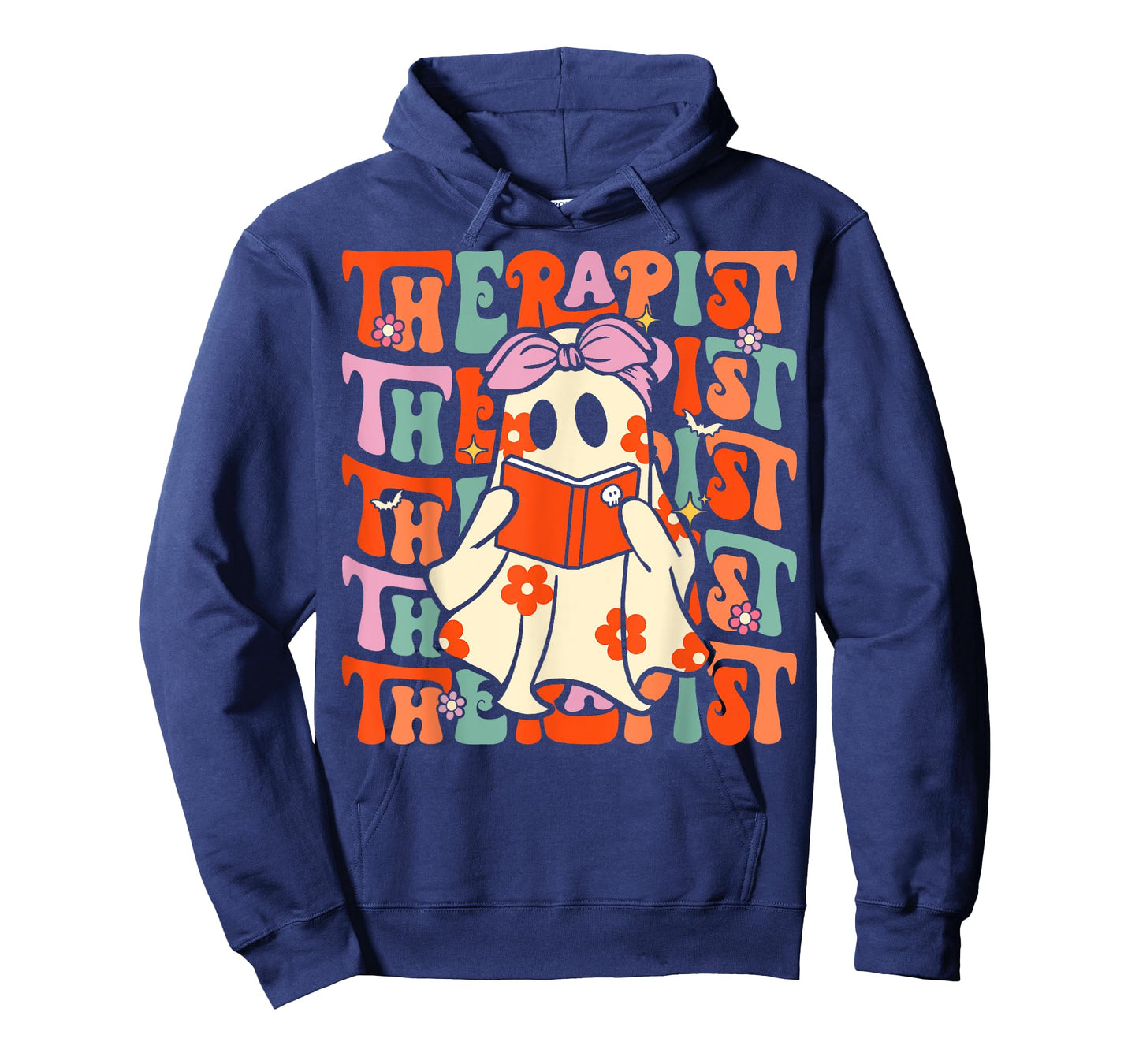 Therapist Groovy Halloween Retro Ghost Mental Health Therapy T-Shirt