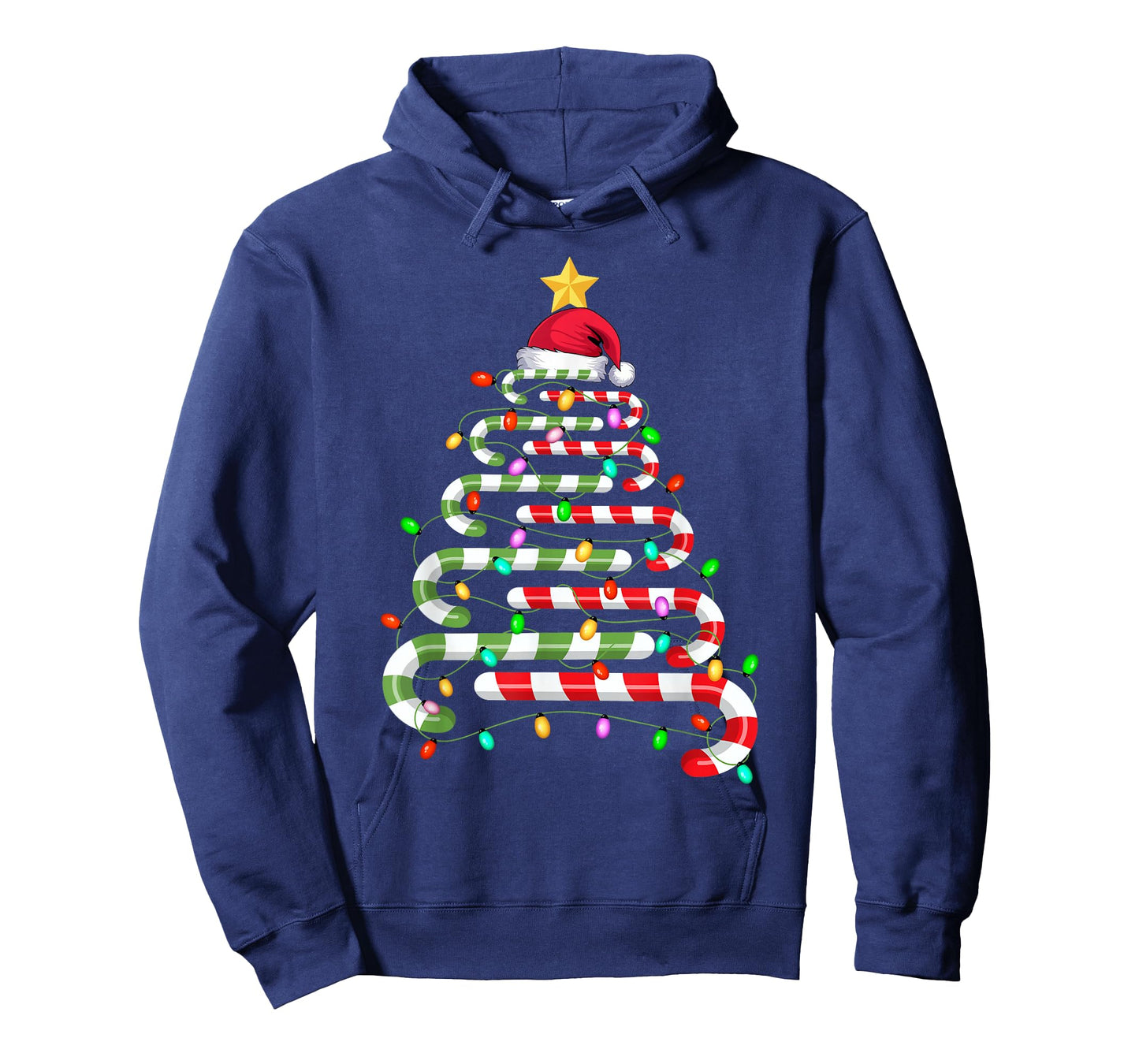 Candy Cane Christmas Tree Lights Men Women Kids Xmas T-Shirt