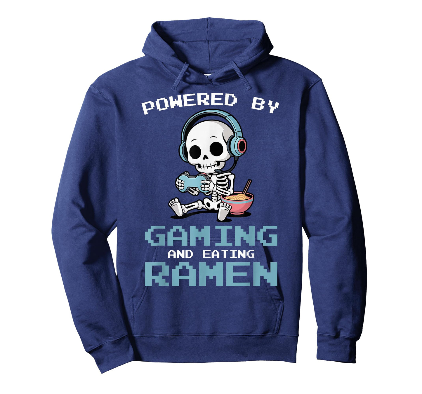 Gaming Powered by Gaming and Ramen Funny Skeleton Gamer T-Shirt