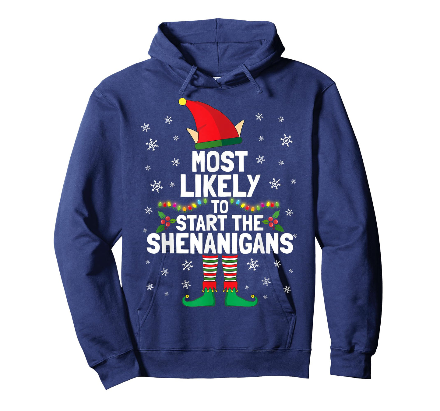 Most Likely To Start The Shenanigans Funny Elf Xmas Pyjamas T-Shirt