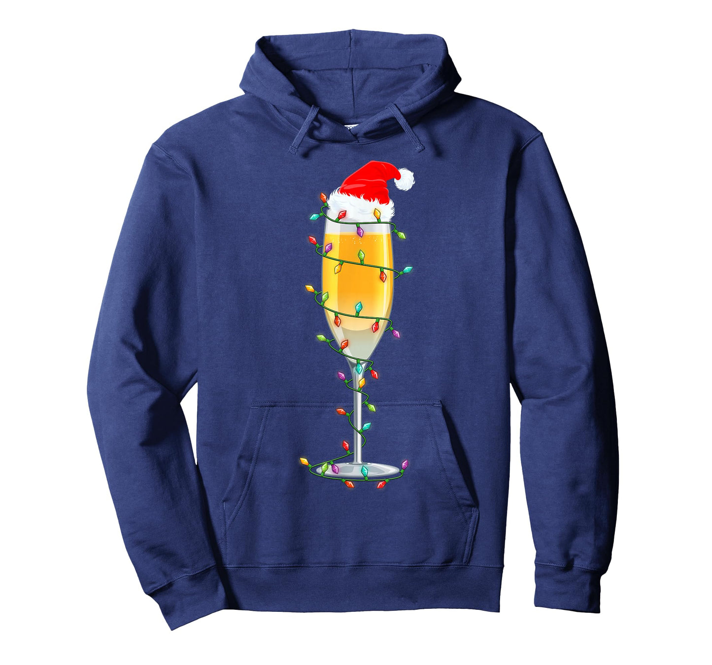 Glass of Champagne Santa Hat Xmas Lights Merry Christmas PJS T-Shirt