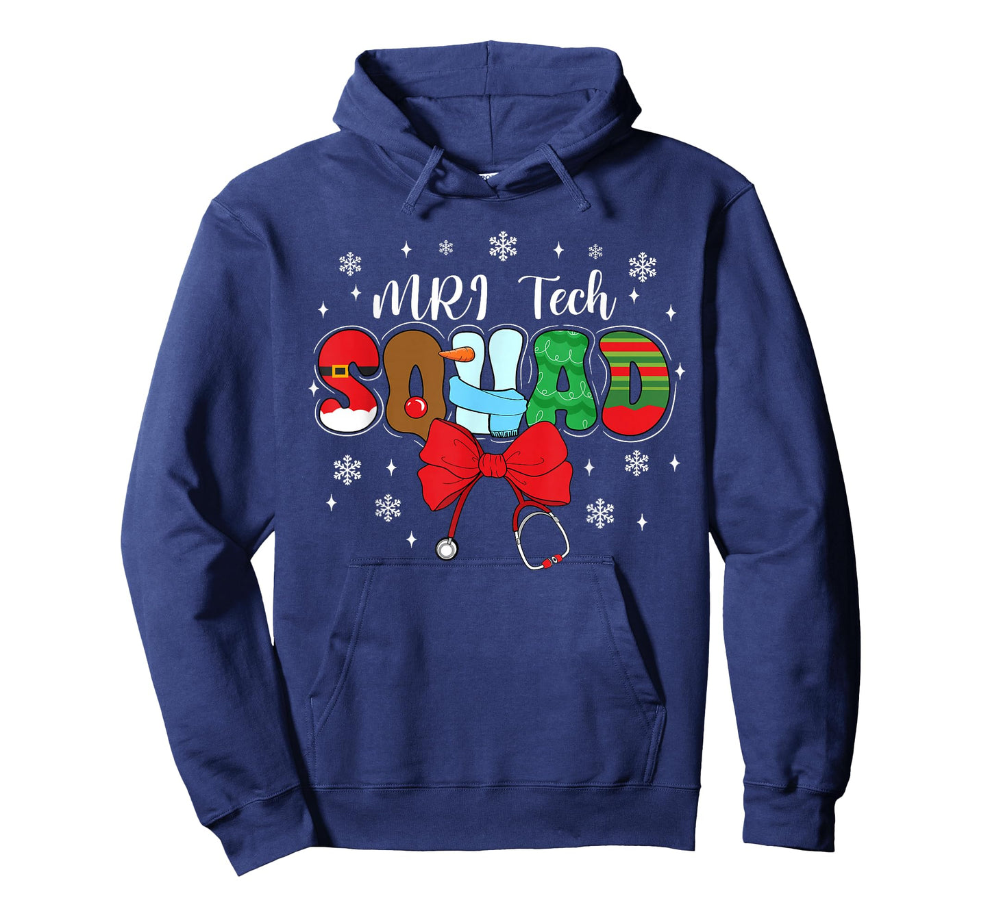 MRI Tech Squad Bow Stethoscope Santa Cute Christmas T-Shirt