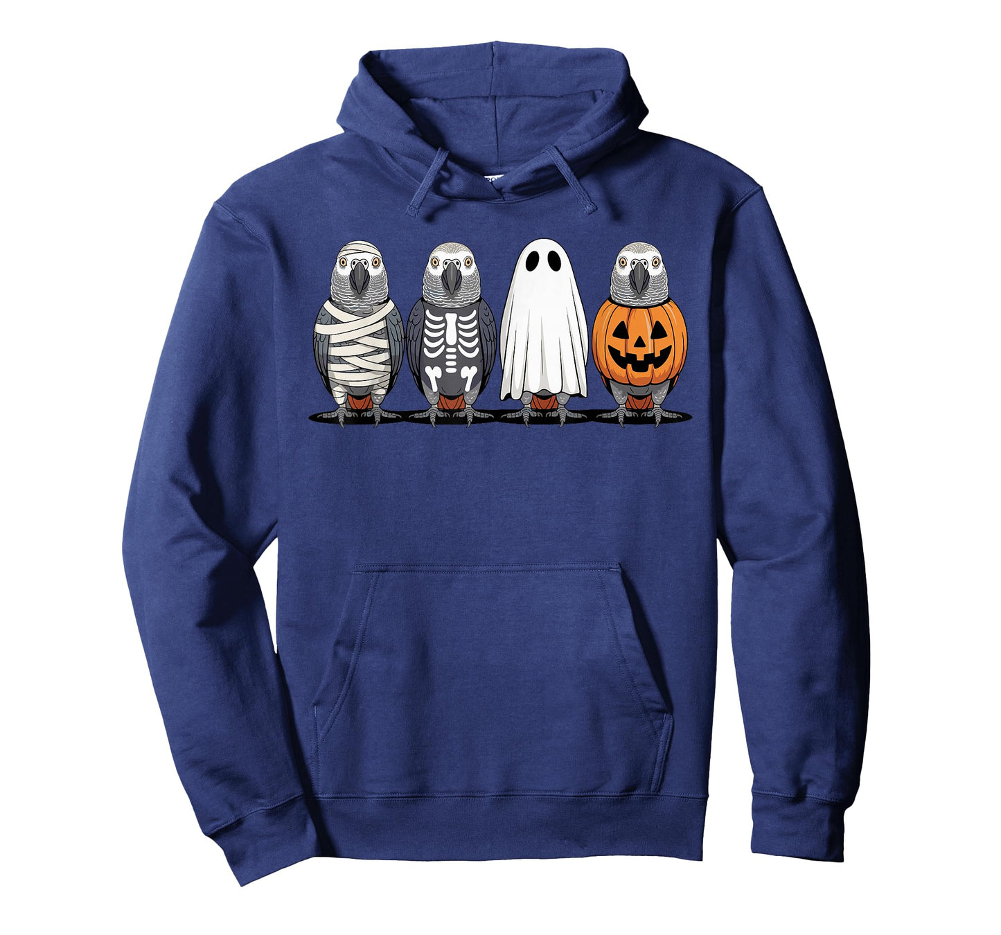 Spooky Ghost African Grey Parrot Pumpkin Halloween Skeleton T-Shirt