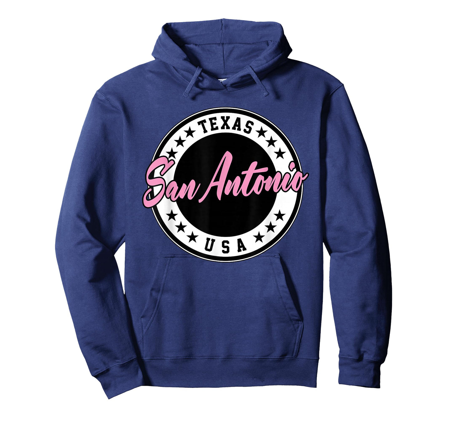 San Antonio Texas Script Circle Pink Text T-Shirt
