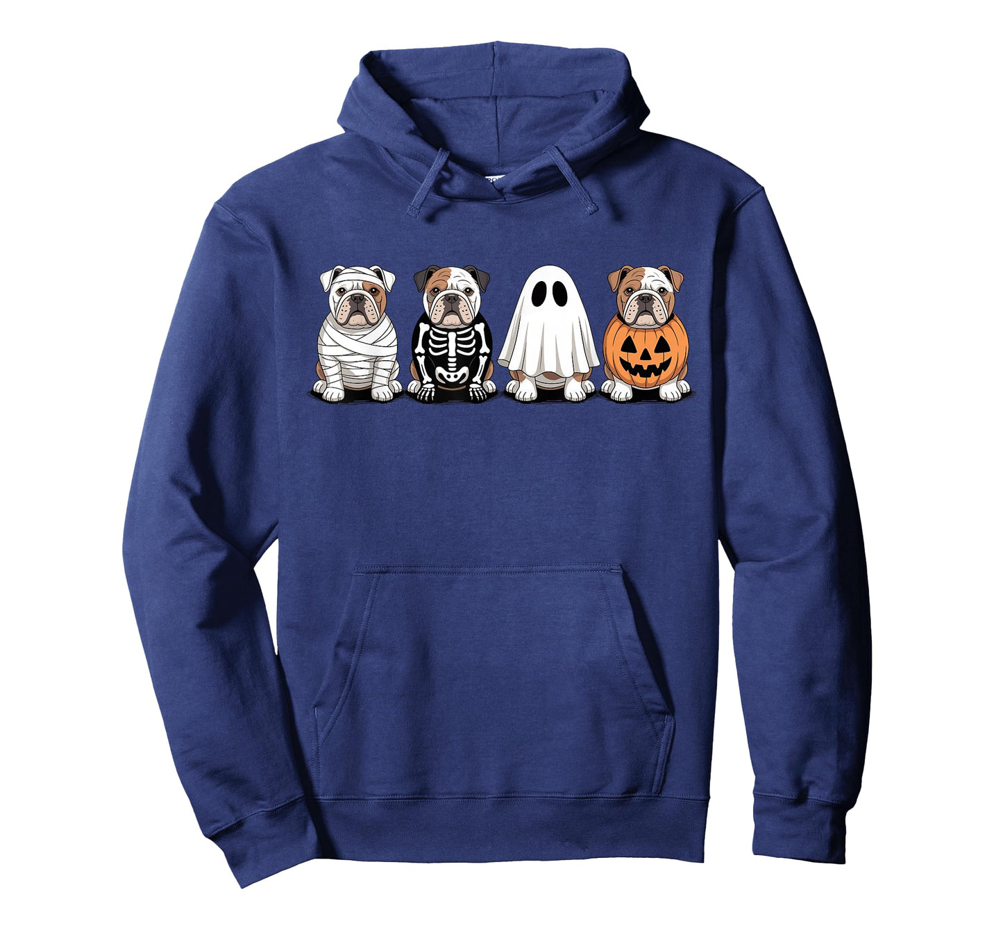 Spooky Ghost English Bulldog Pumpkin Halloween Dog Skeleton T-Shirt