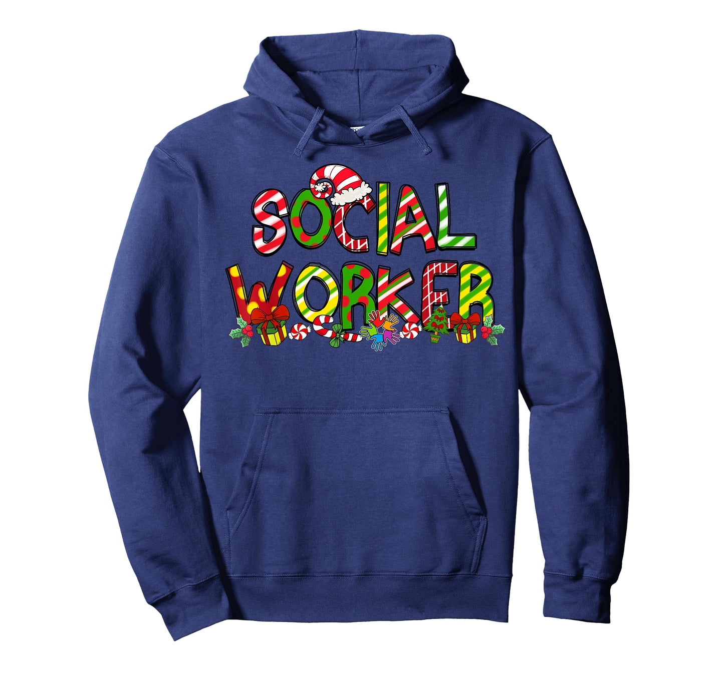Social Worker Santa Hat Candy Cane Christmas Funny Xmas T-Shirt