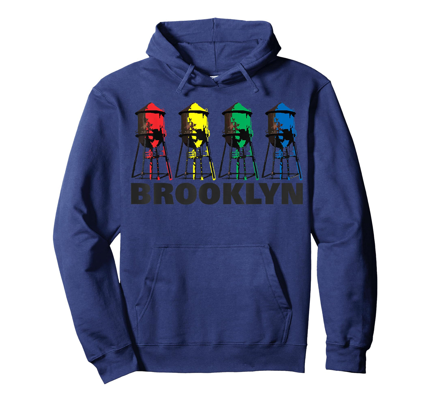 City-Souvenirs Brooklyn Water Tower T-Shirt, Men's Unisex-Adults Grey T-Shirt, Small, Classic Fit, Crew Neck, Short Sleeve