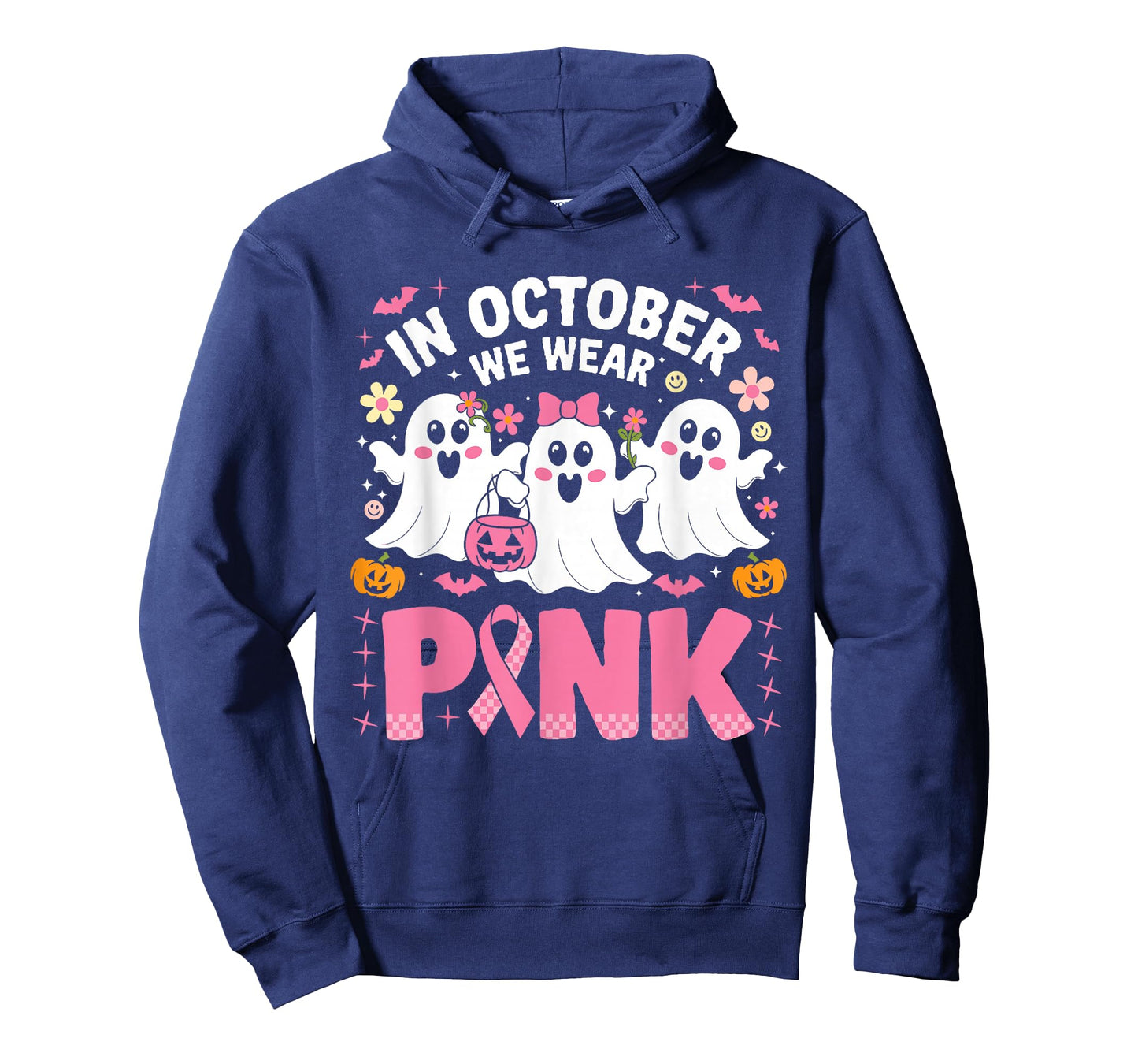 In October We Wear Pink Ghost Witch Breast Cancer Awareness T-Shirt