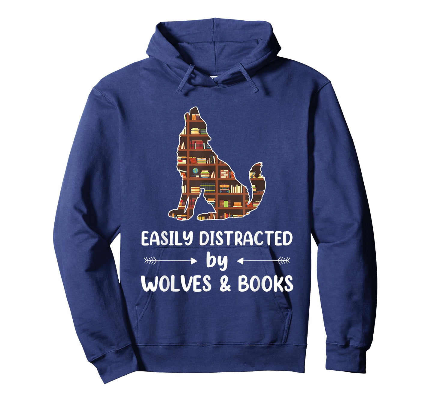 Easily Distracted by Wolves and Books Nerds Men Women Kids T-Shirt
