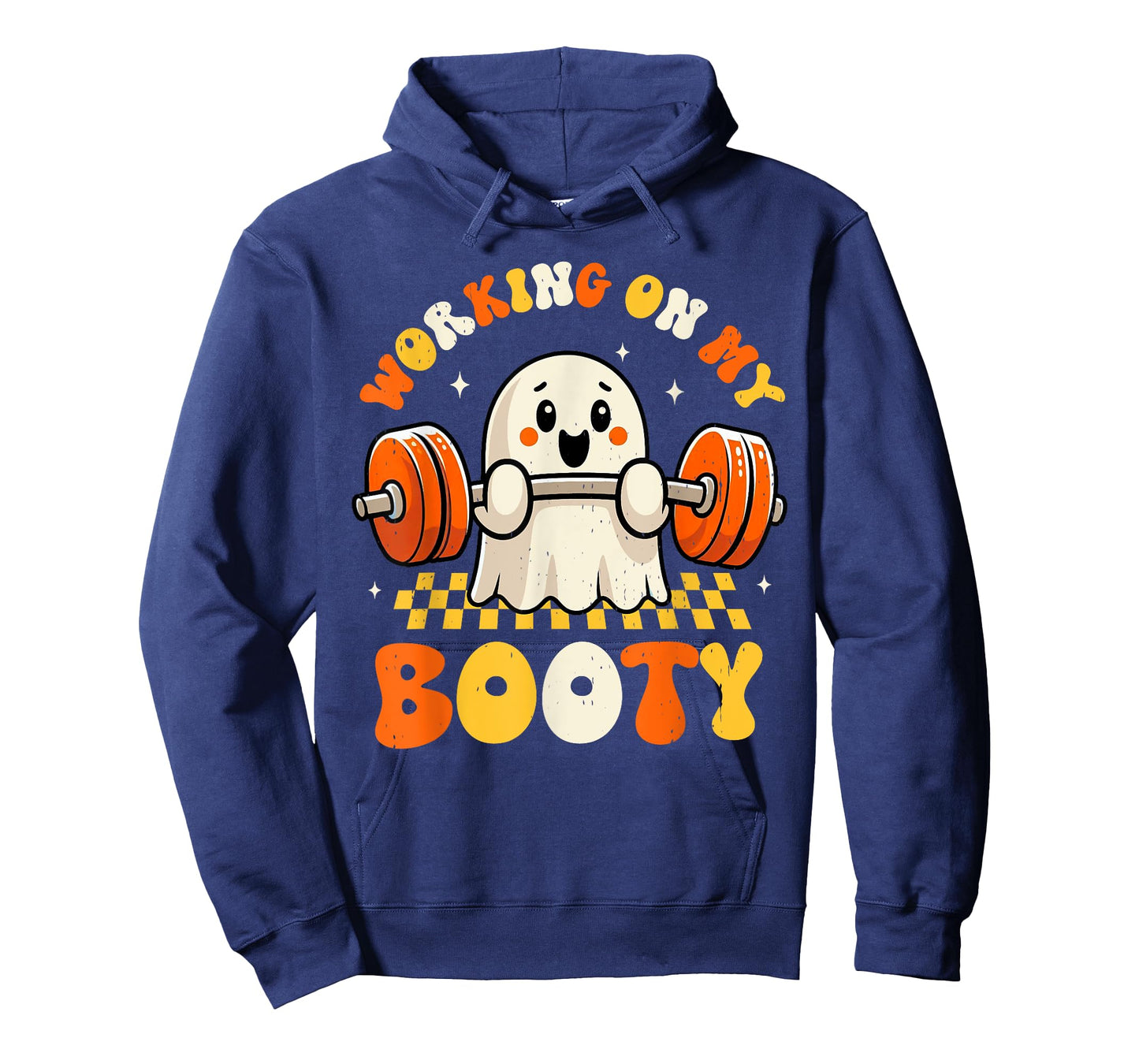 Groovy Working On My Booty Boo-Ty Funny Halloween Gym Ghost T-Shirt