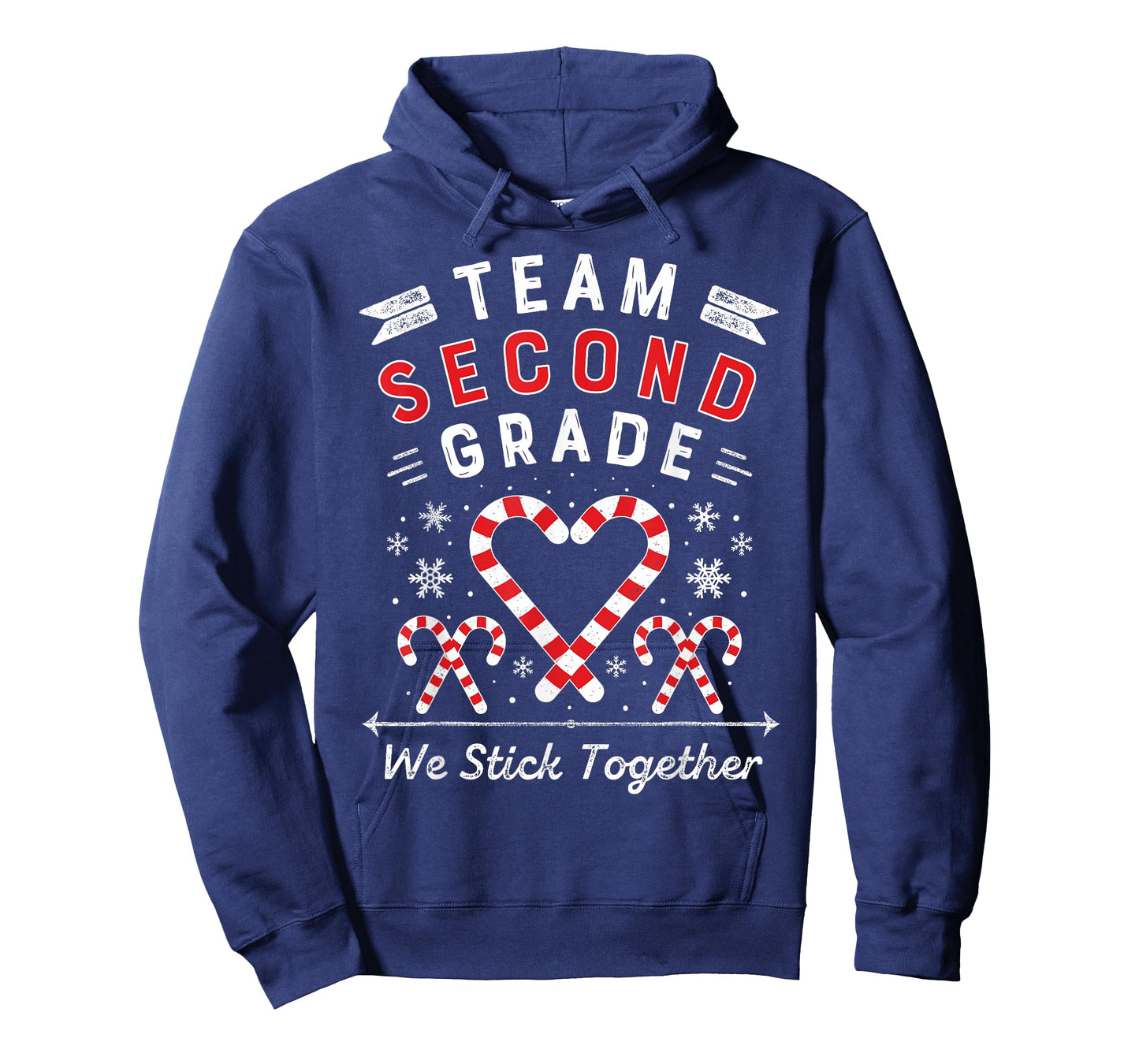 Team Second Grade Christmas Candy Cane Heart | Xmas Teacher Men Women Kids T-Shirt