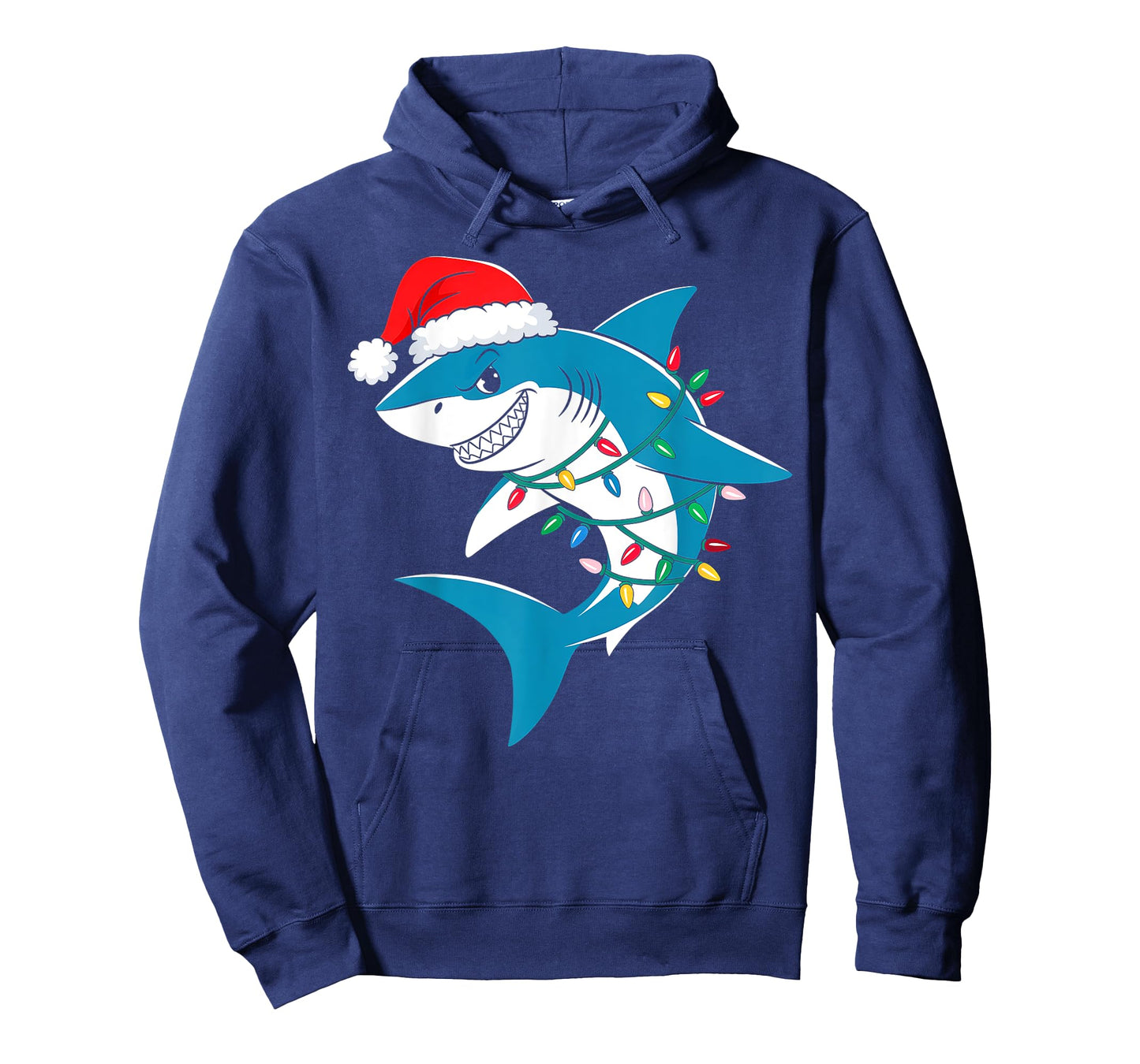 Shark Christmas Lights Santa Hat Xmas Pajama Boys Girls Kids T-Shirt