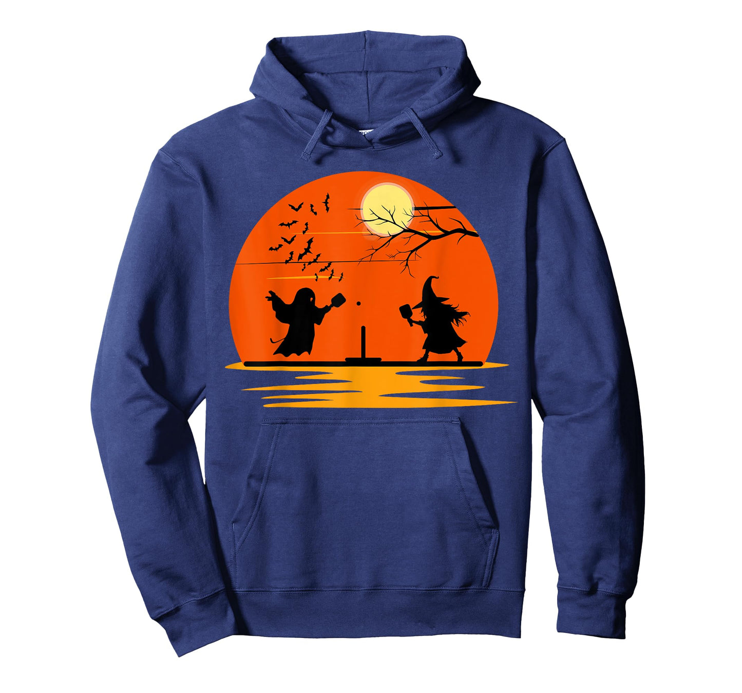 Ghost and Witch Playing Pickleball Halloween Costume Sunset T-Shirt
