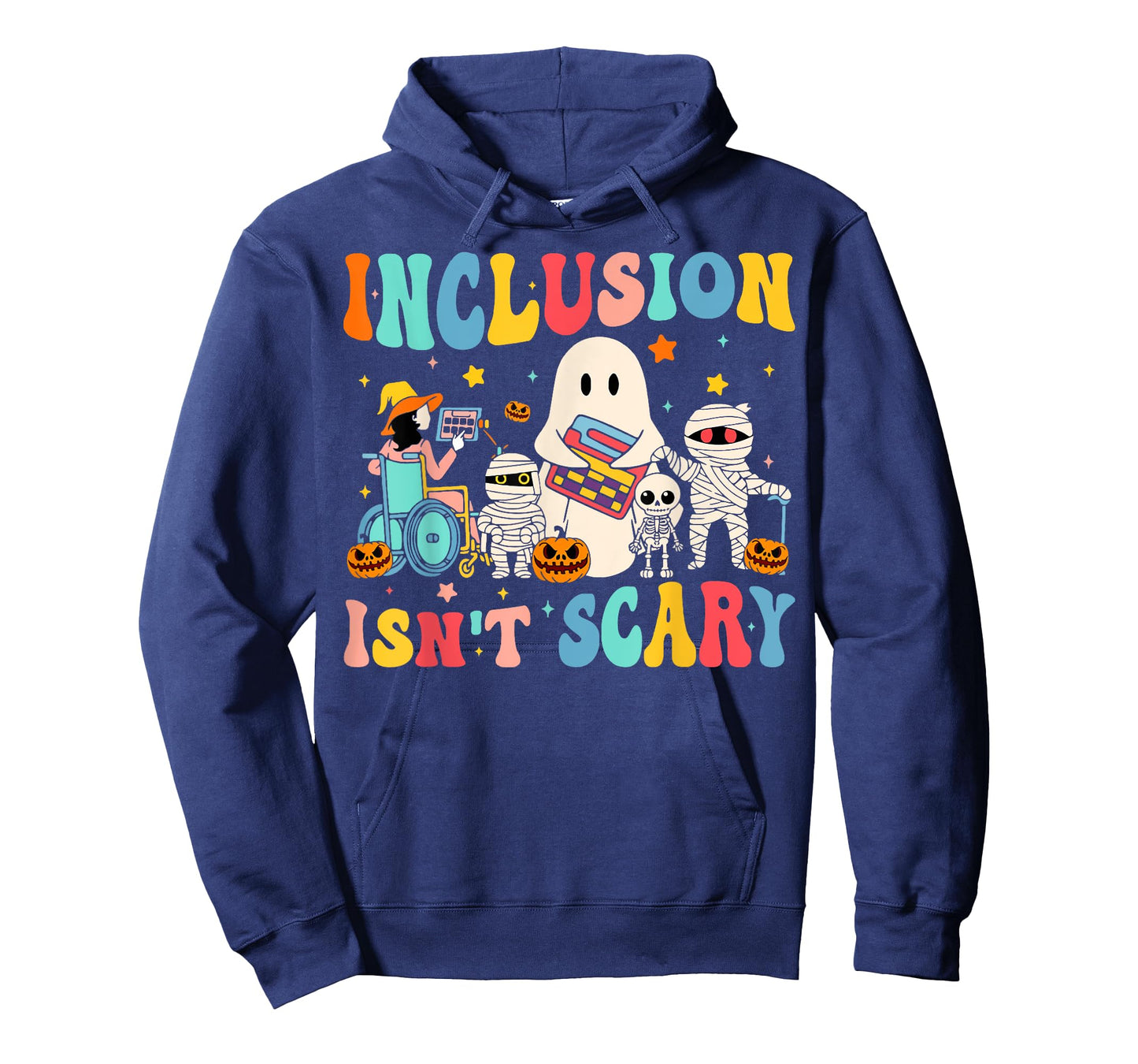 Inclusion Isn't Scary Teacher Skeleton Ghost Cute Halloween T-Shirt