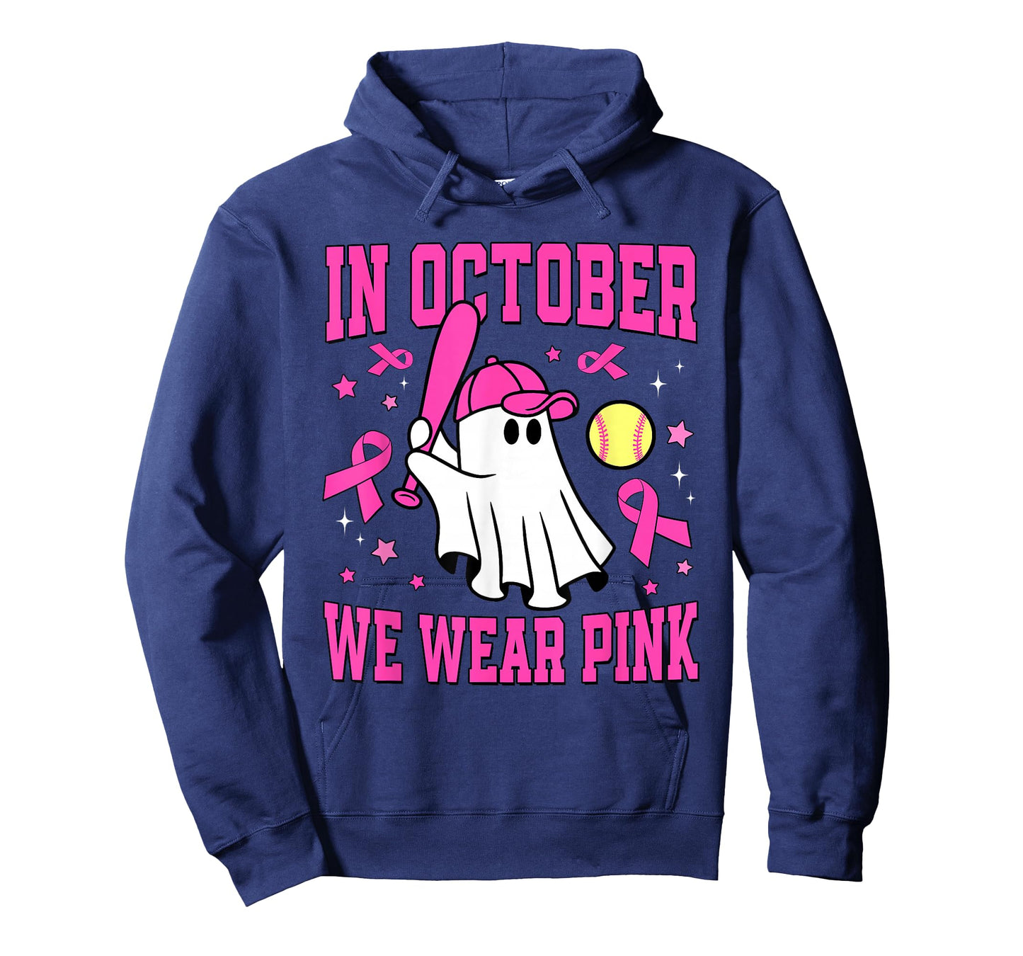 In October We Wear Pink Ghost Softball Breast Cancer T-Shirt