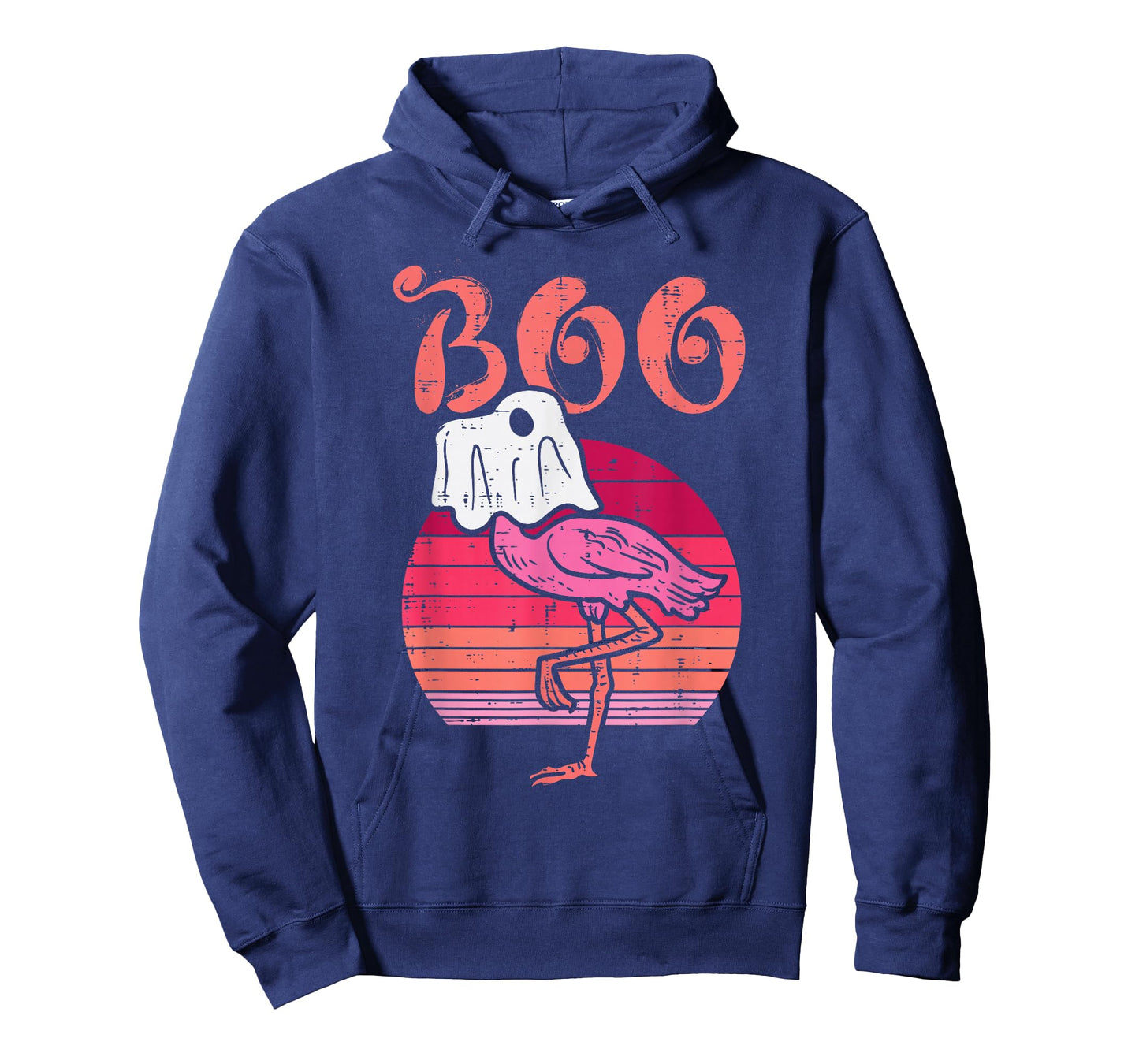 Flamingo Ghost Boo Pink Sunset Retro Halloween Bird Animal T-Shirt