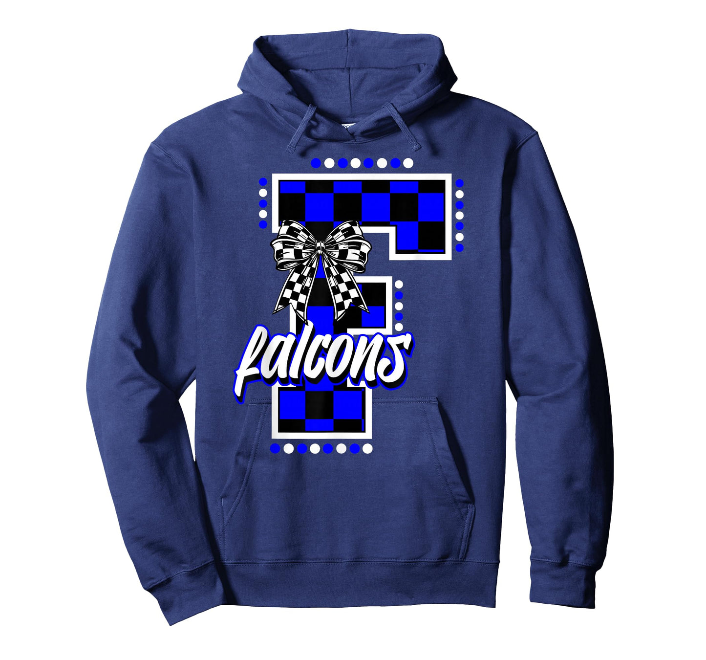 Falcons Checkered Letter School Spirit Mascot Blue Game Day T-Shirt