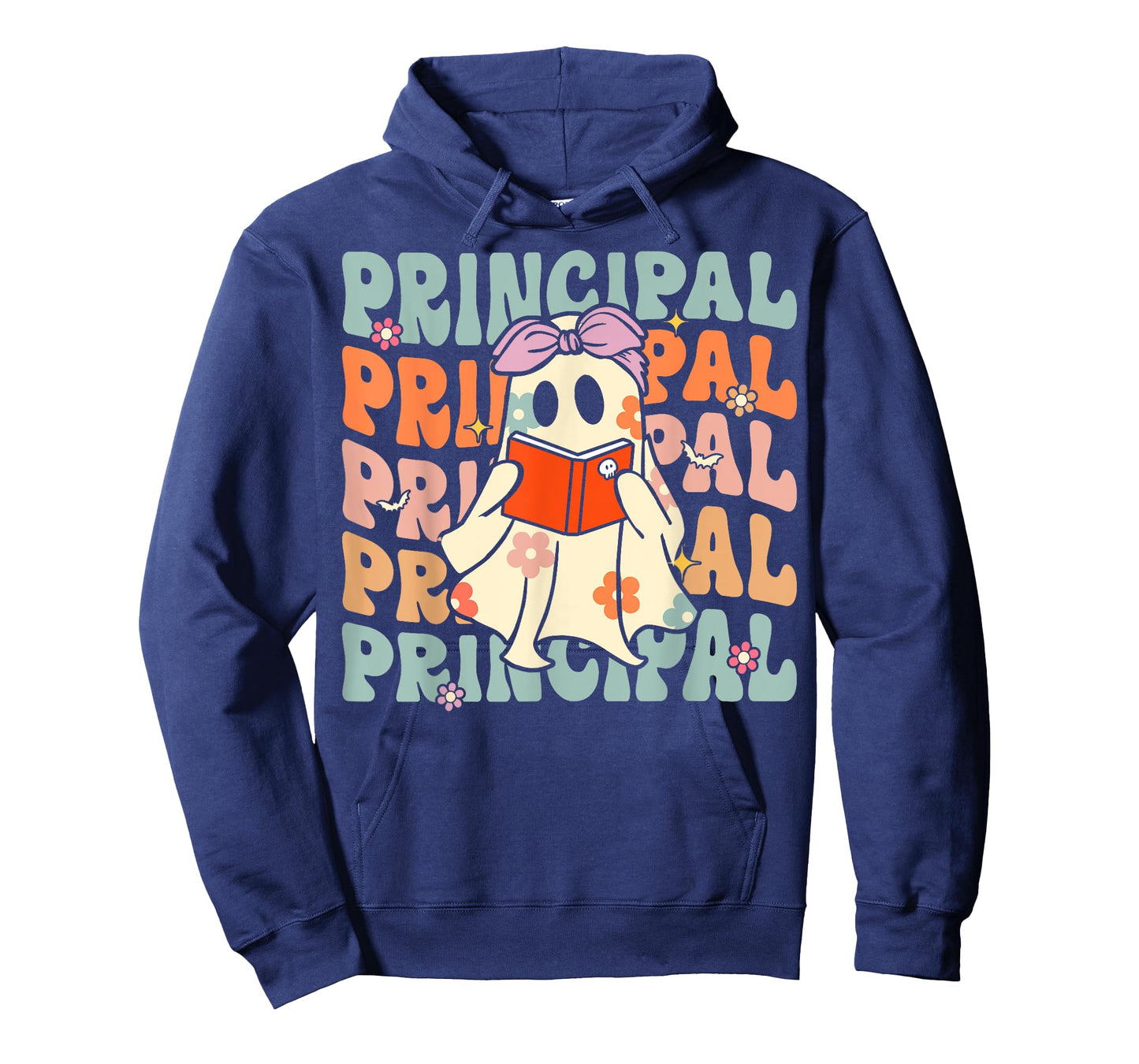 Groovy Halloween School Principal Retro Floral Ghost T-Shirt