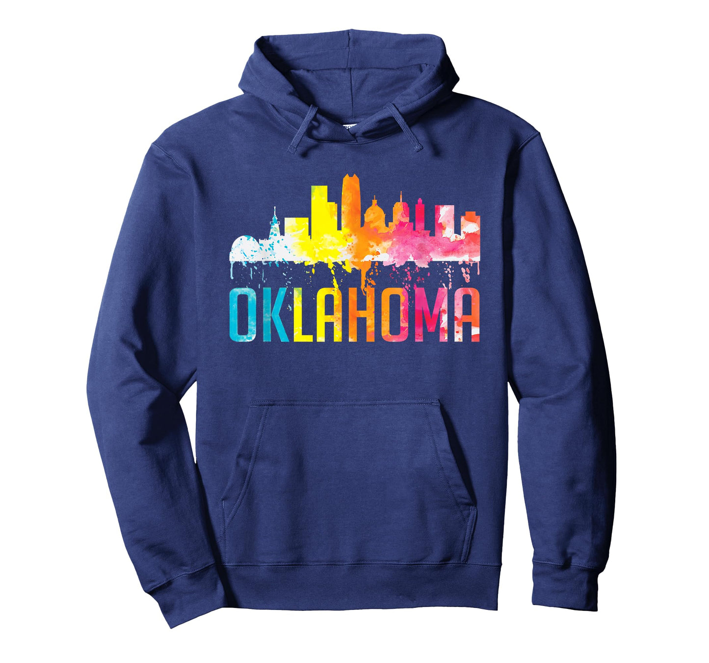 Oklahoma City OK Retro Watercolor Skyline Art Souvenir Gift T-Shirt