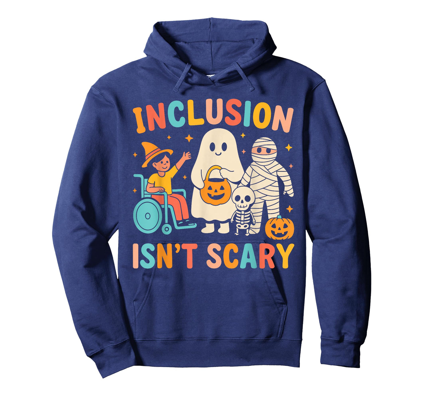 Inclusion Isn't Scary Teacher Skeleton Ghost Cute Halloween T-Shirt