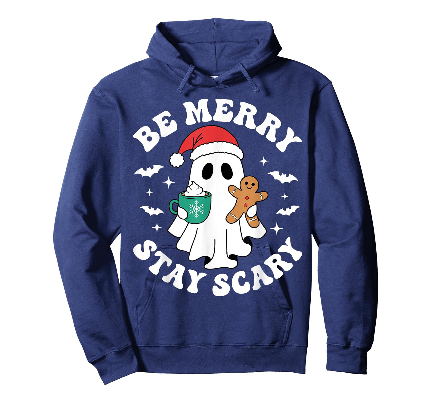 Be Merry Stay Scary Funny Santa Ghost Christmas Halloween T-Shirt