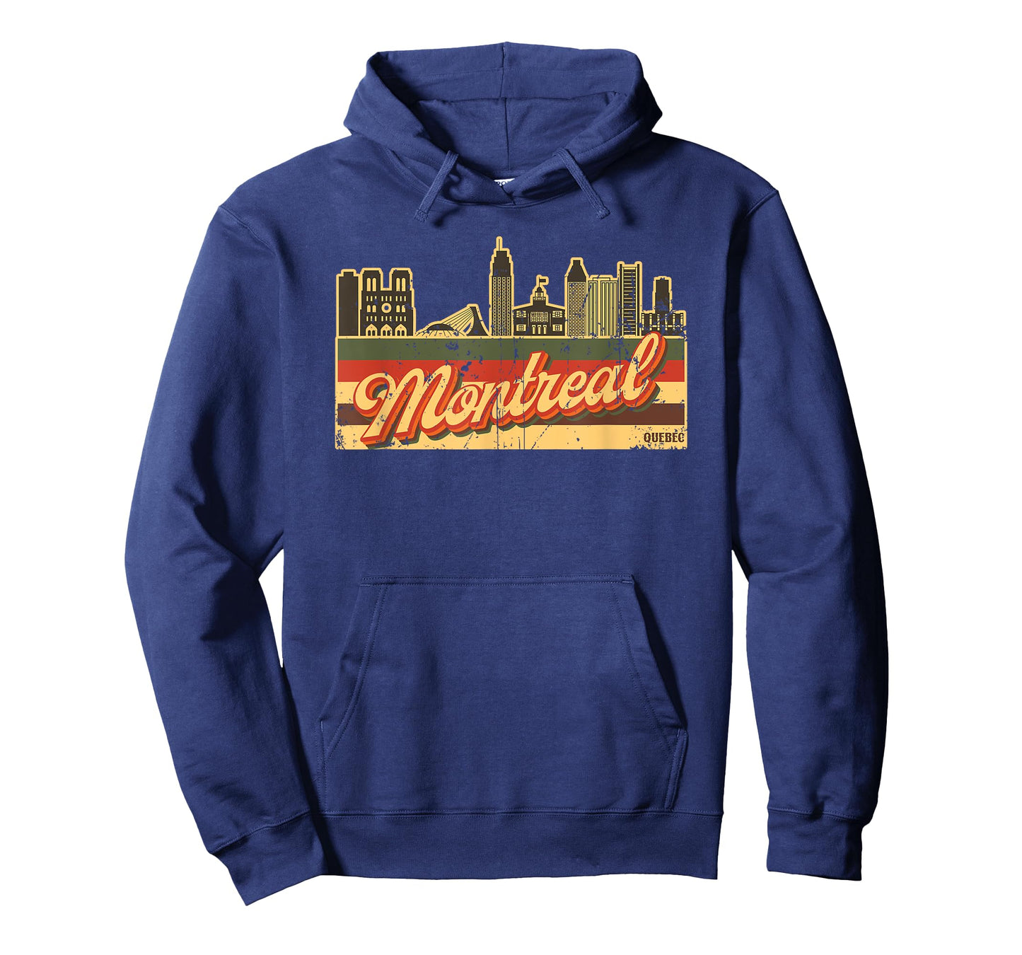 Montreal Skyline & Quebec Retro Stripes - Canadian Pride T-Shirt
