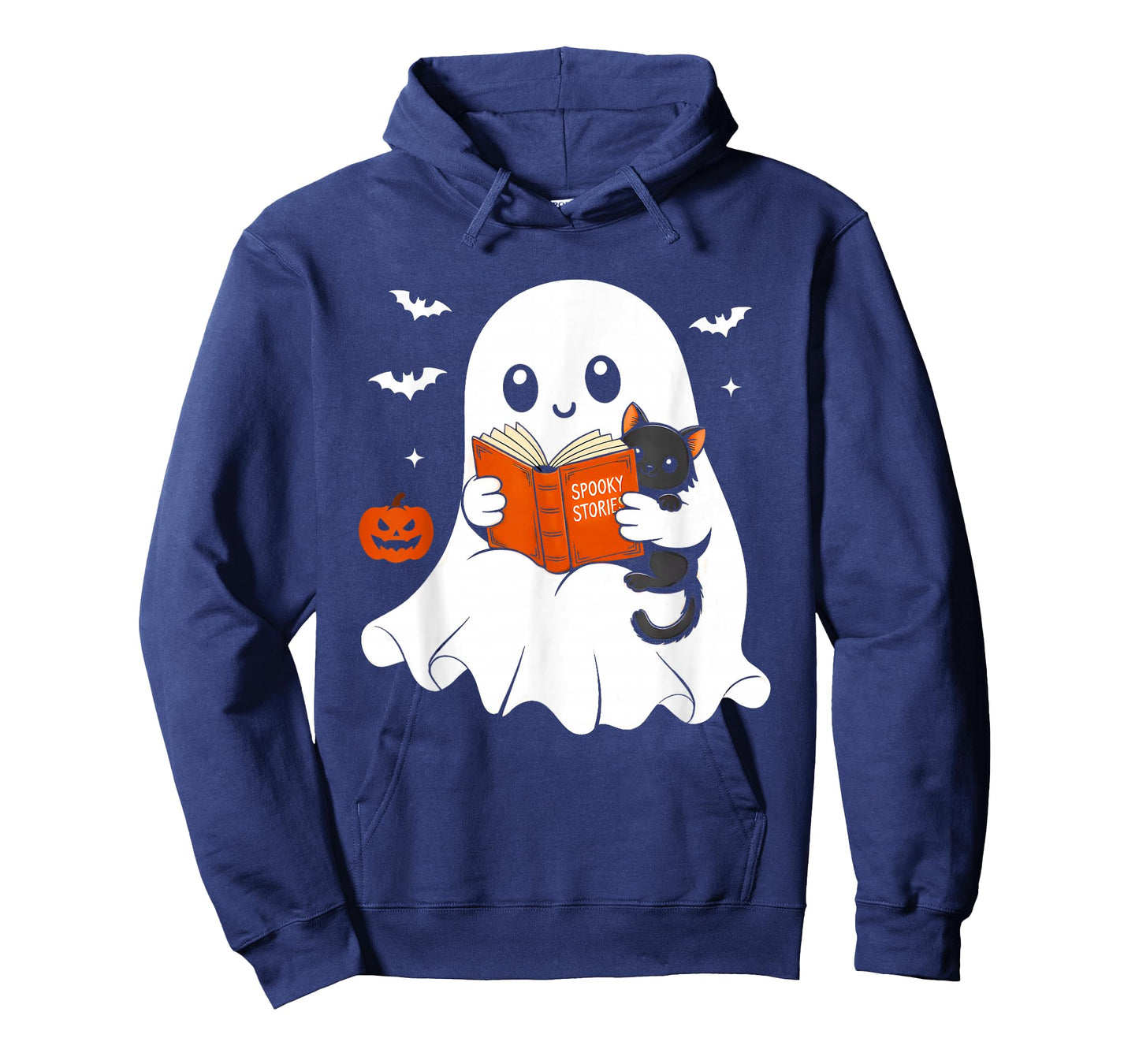 Ghost Reading Book Black Cat Halloween Costume Men Women T-Shirt