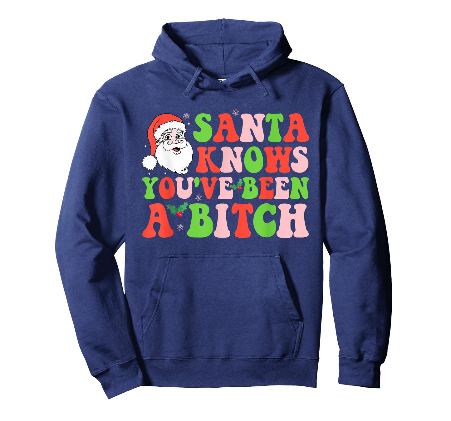 Santa Knows You've Been A Btch Santa Christmas Groovy Design T-Shirt