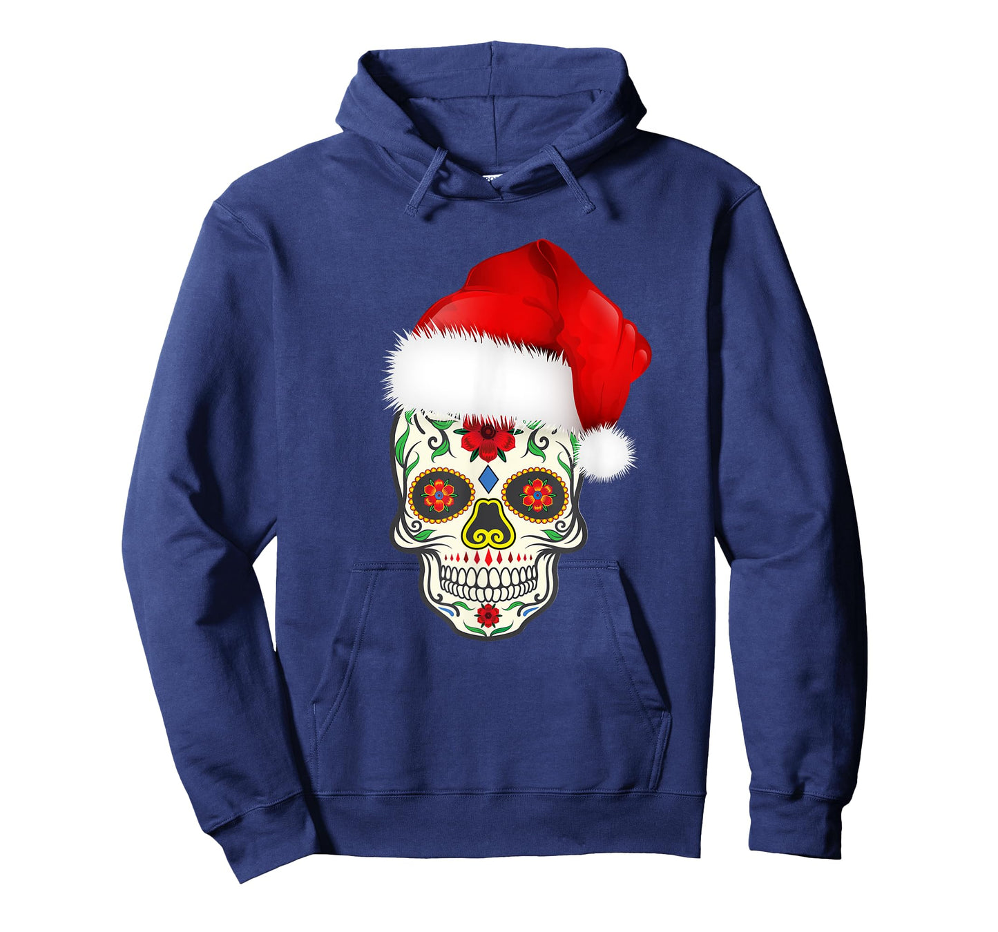 Sugar Skull T-Shirt With Christmas Santa Hat Day of the Dead