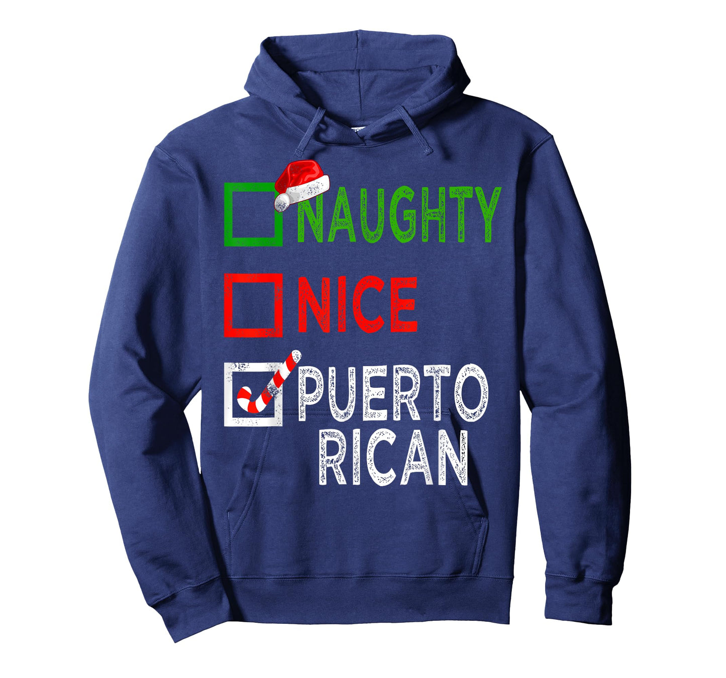 Naughty Nice Puerto Rican Christmas Pajamas Funny Santa Hat T-Shirt
