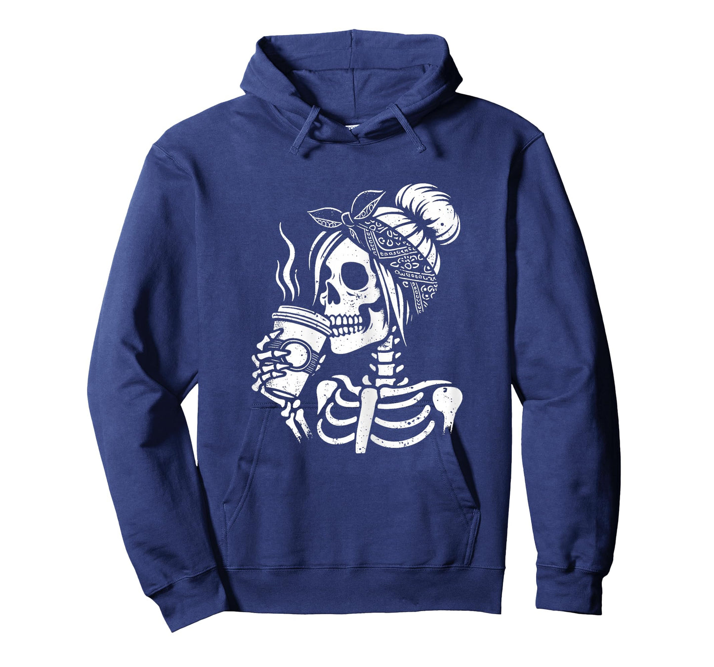 Halloween Skeleton Messy Bun Coffee Funny Costume Mom Women T-Shirt
