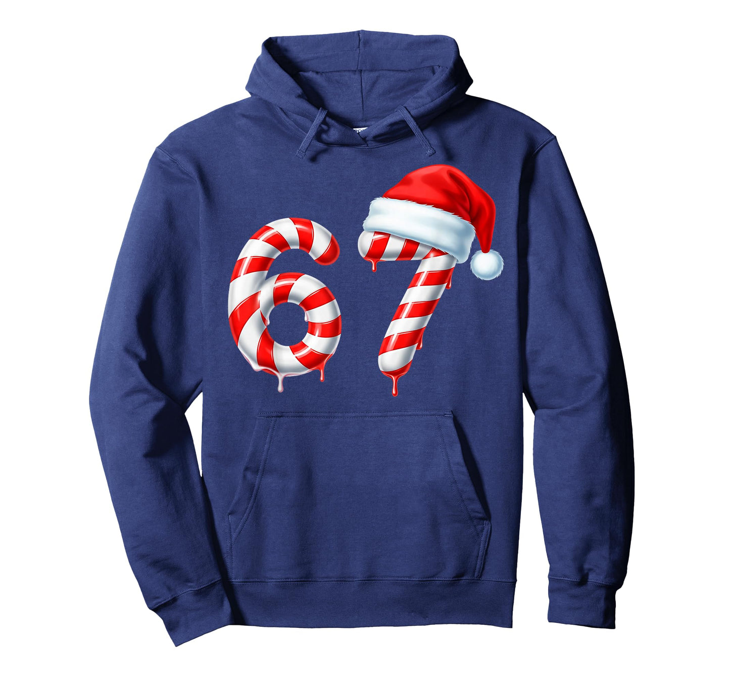 Funny Six Seven 67 Meme Christmas Humor Candy Cane Santa Hat T-Shirt