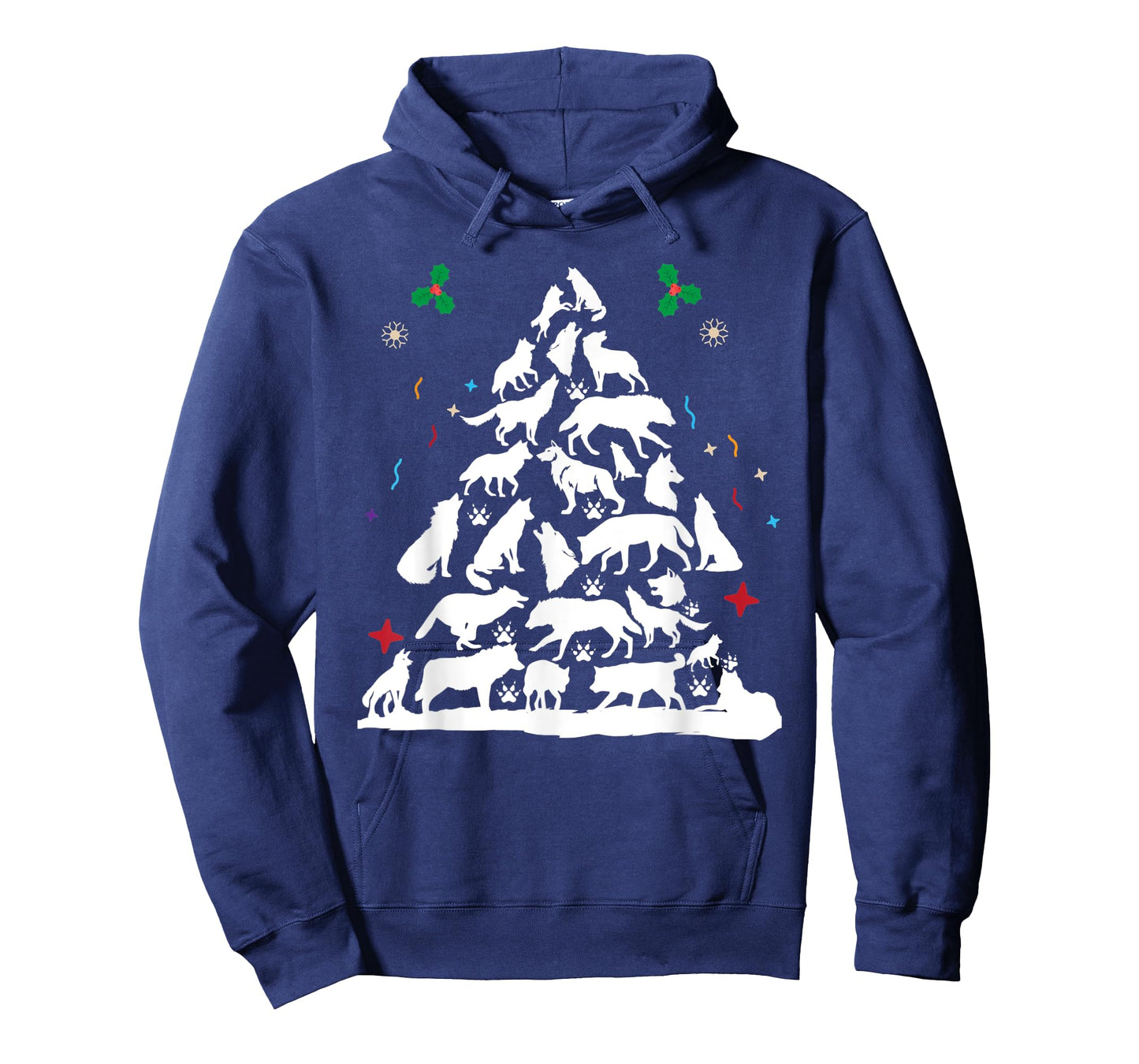 Wolf Christmas Tree Funny Christmas Pajama Animals Lover T-Shirt