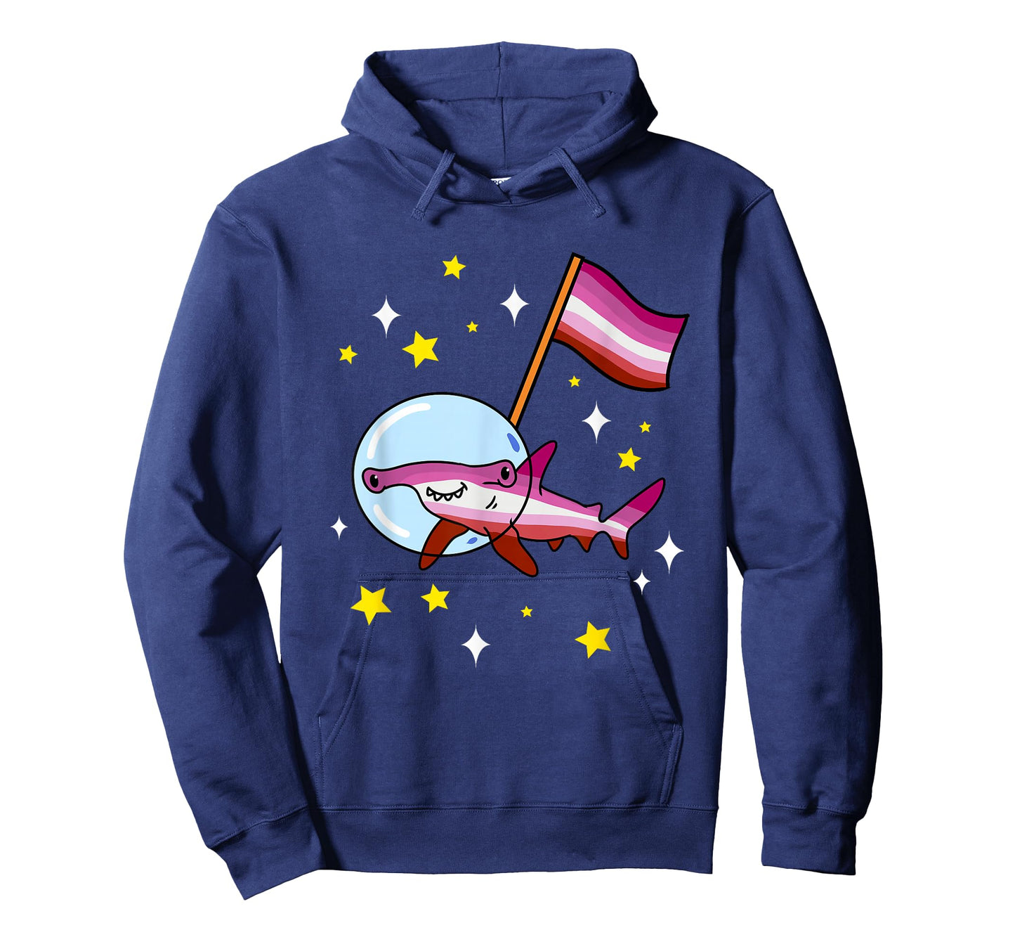 Lesbian Hammerhead Shark In Space Lesbian Pride T-Shirt
