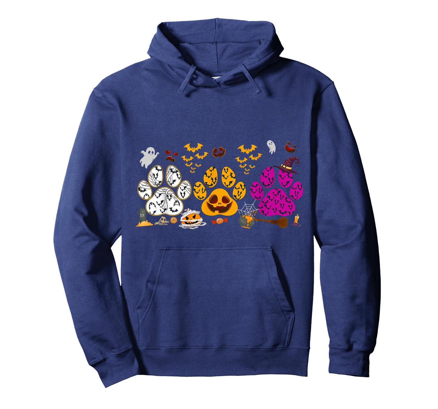 Funny Paw Print Halloween Dog Candy Pumpkin Ghost Dog Lovers T-Shirt