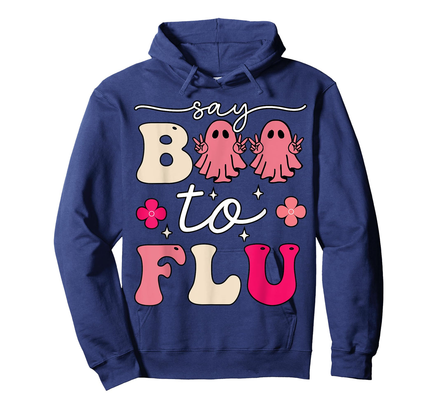 Say Boo To The Flu Funny Halloween Cute Ghost Nurse Boo Flu T-Shirt
