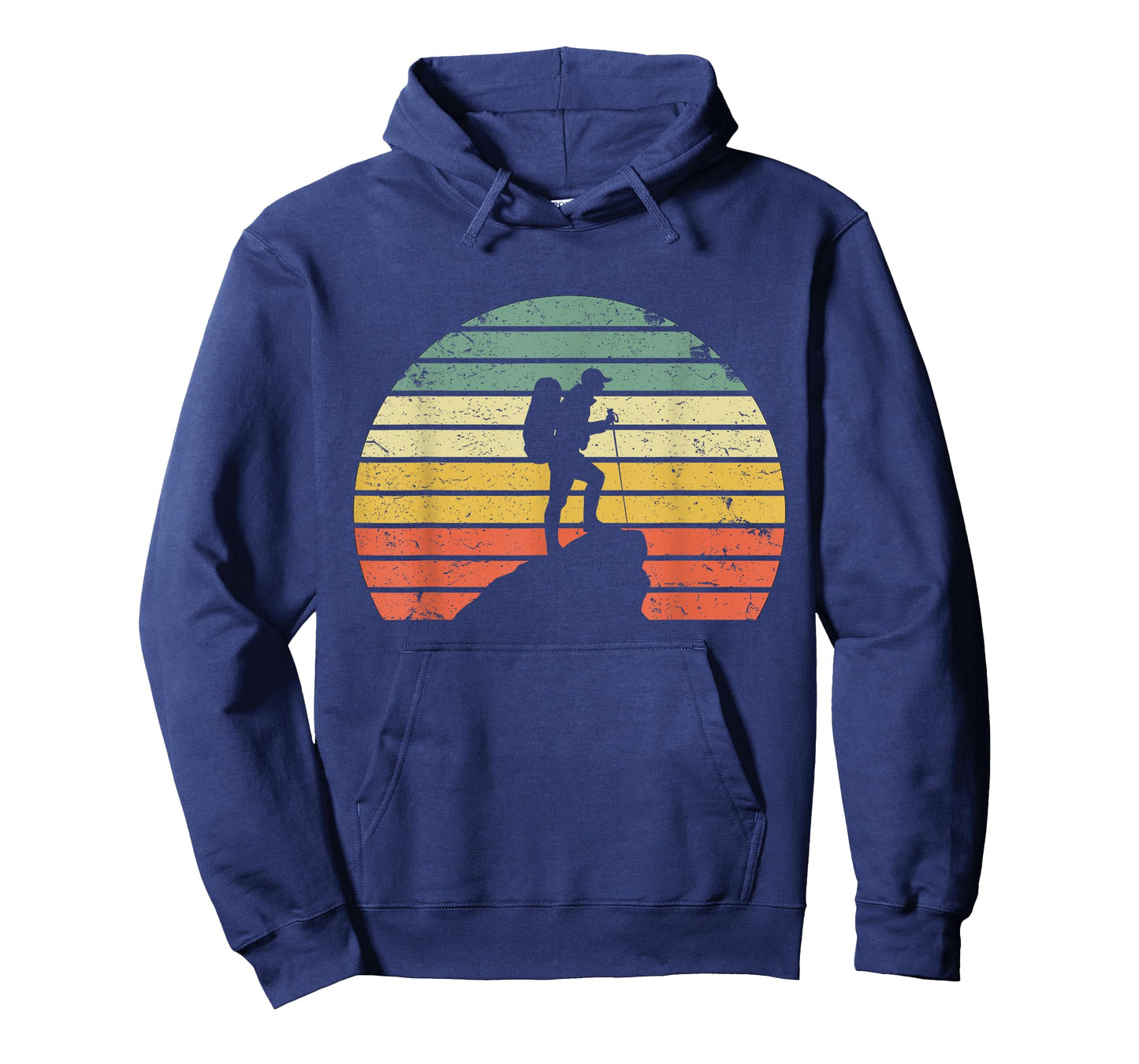 Vintage Hiking T Shirt Hiker on Rock Retro Sunset Silhouette T-Shirt