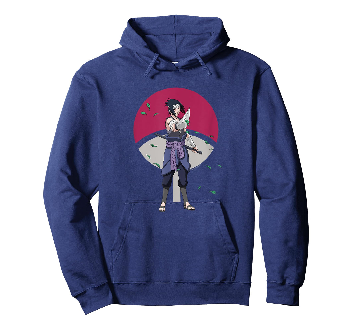 Naruto Shippuden Sasuke Uchiha Leaves and Symbol Anime T-Shirt
